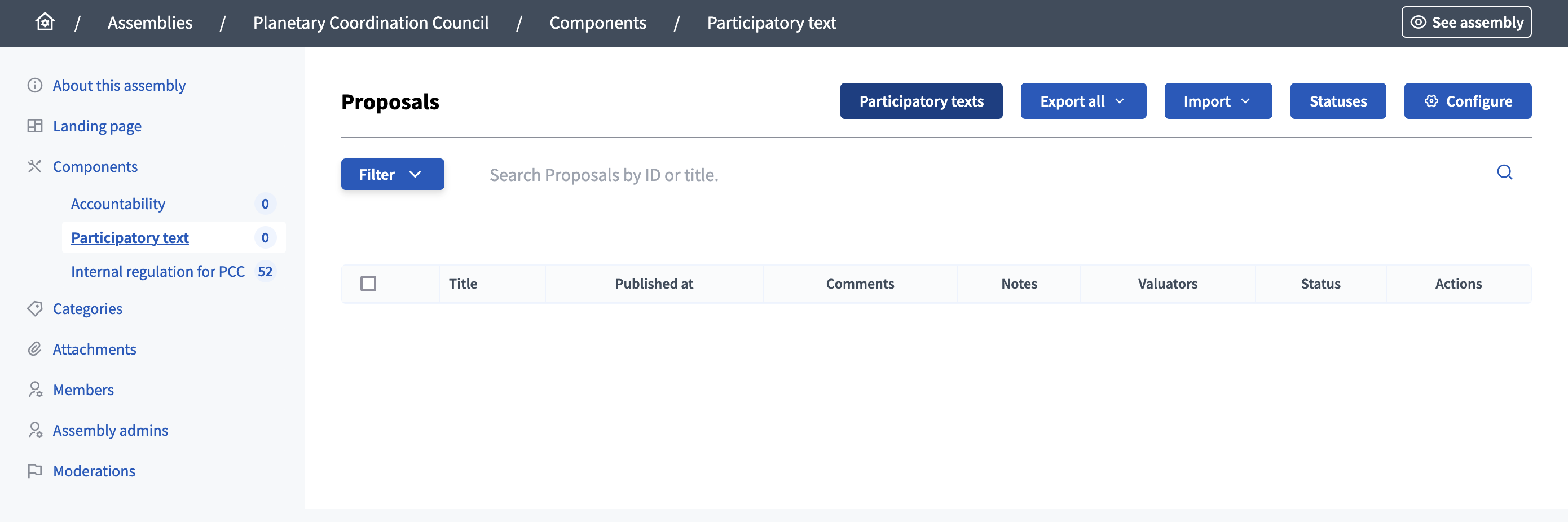 Manage proposals