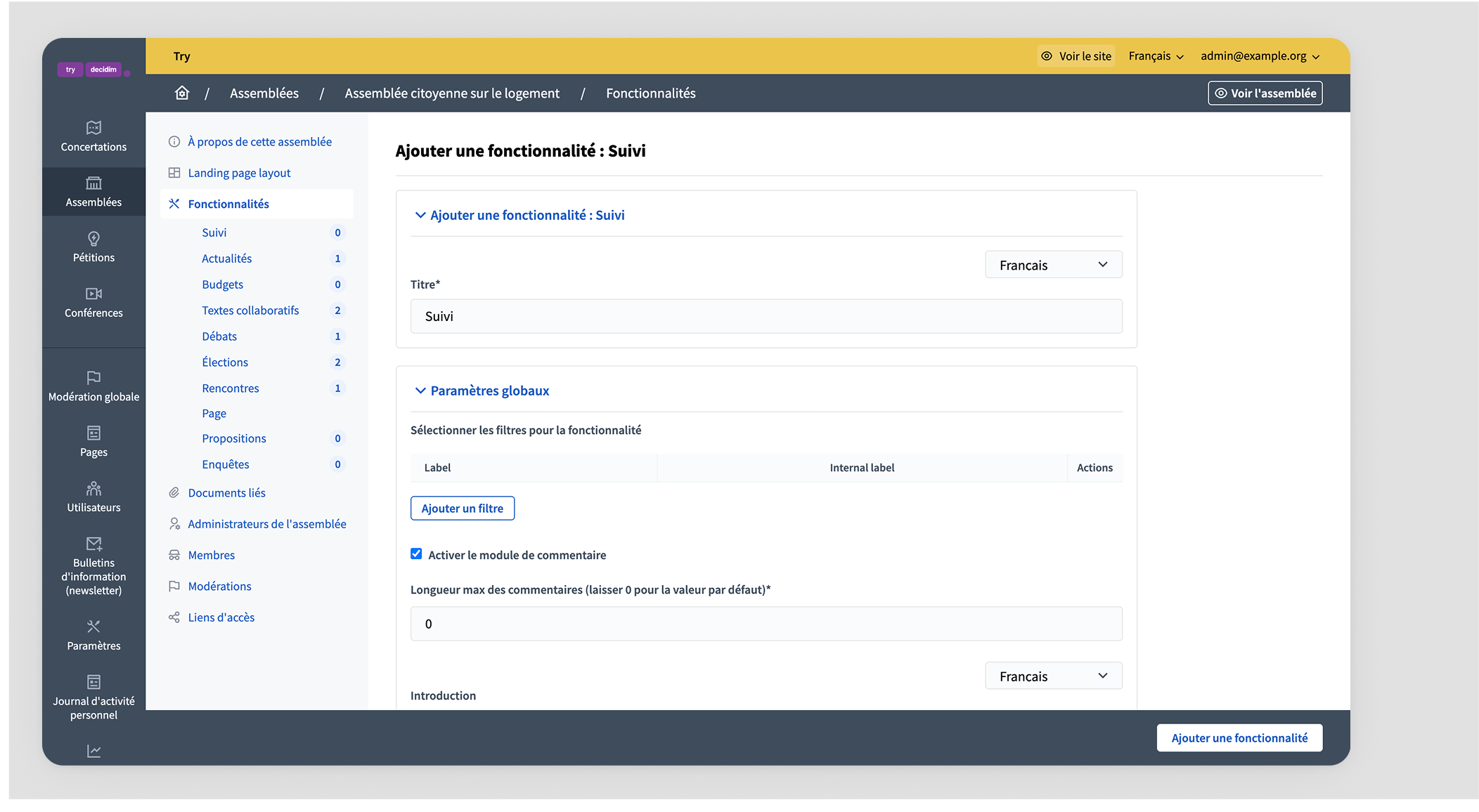 Add taxonomy filter to your accountability component