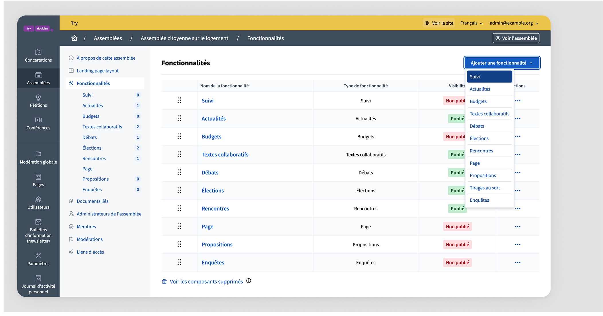 Add accountability component button