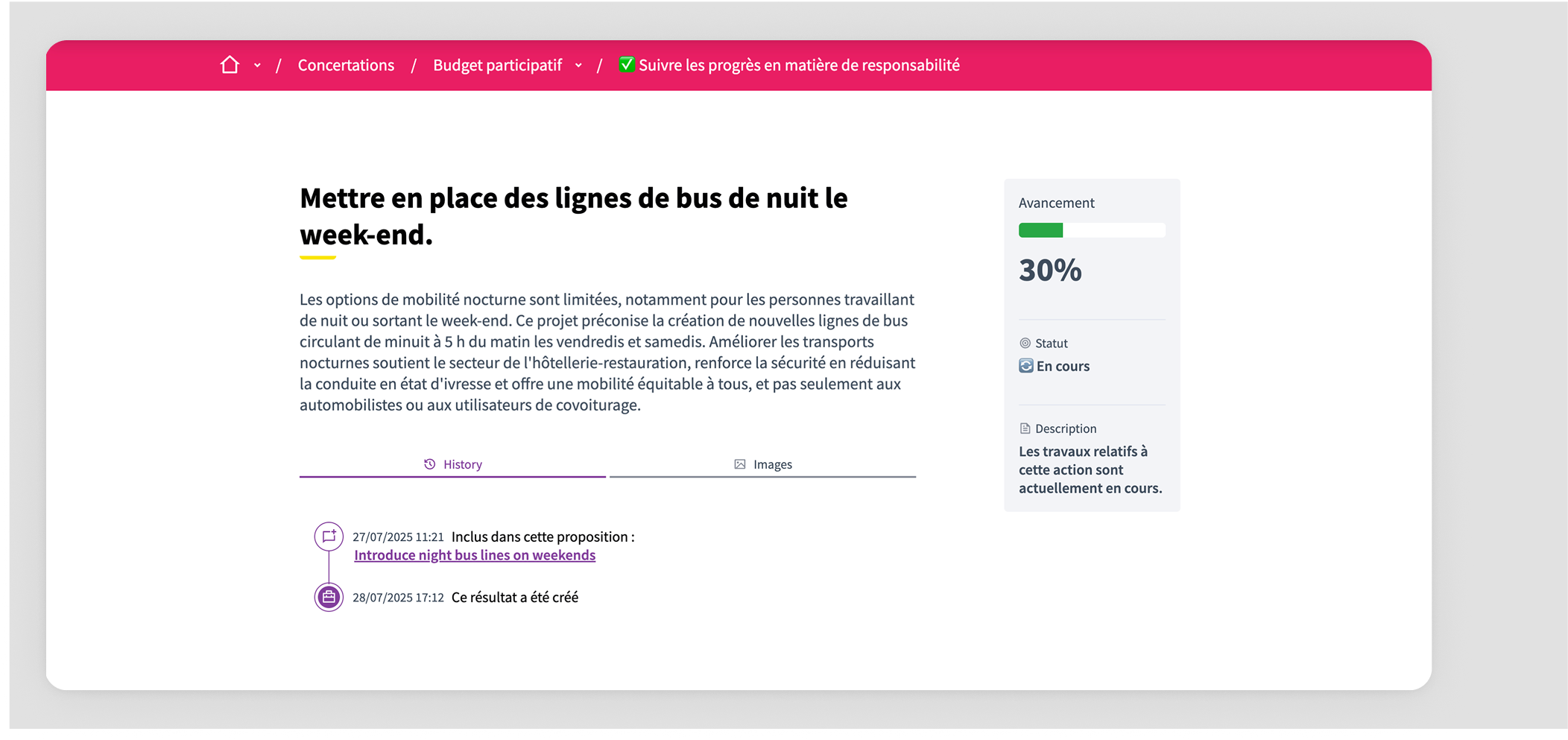Example of a result