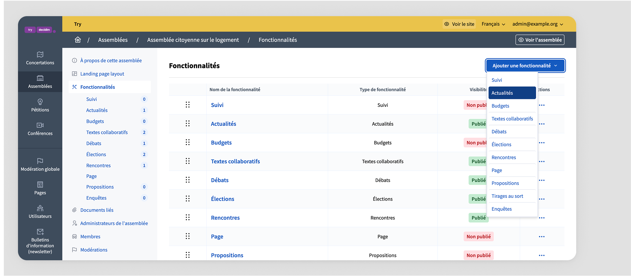 Add Blog component button