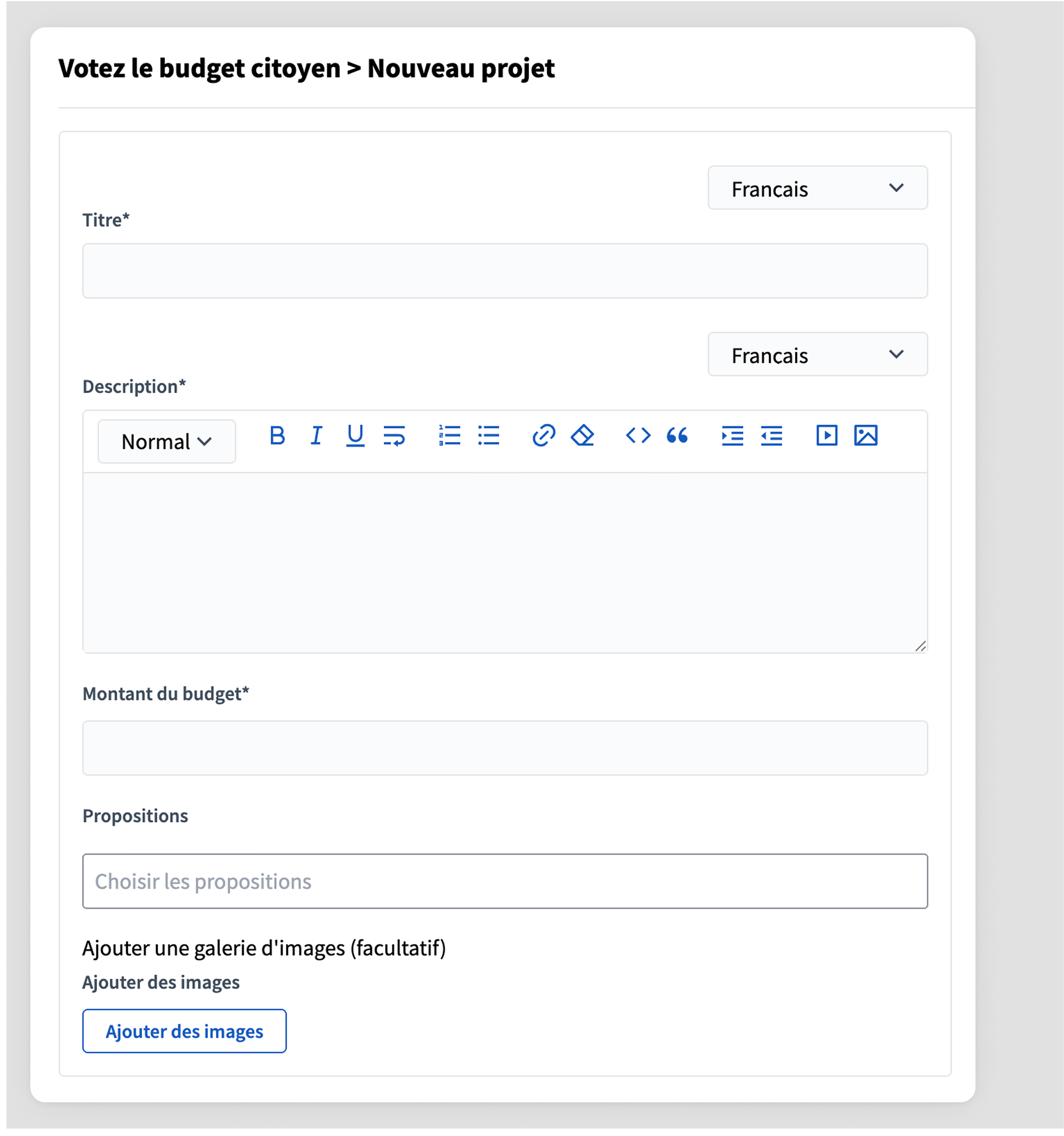 New project form