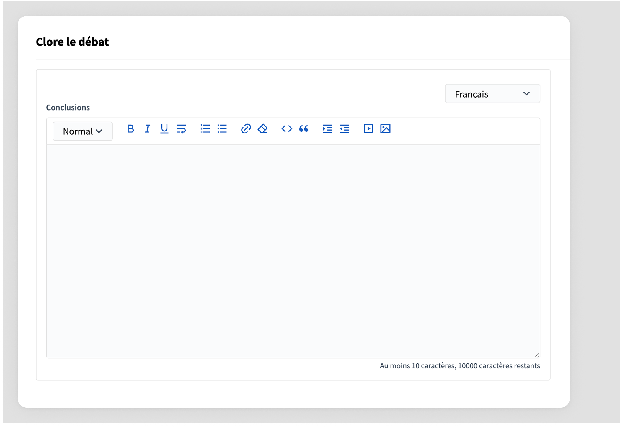 Close debate backend form