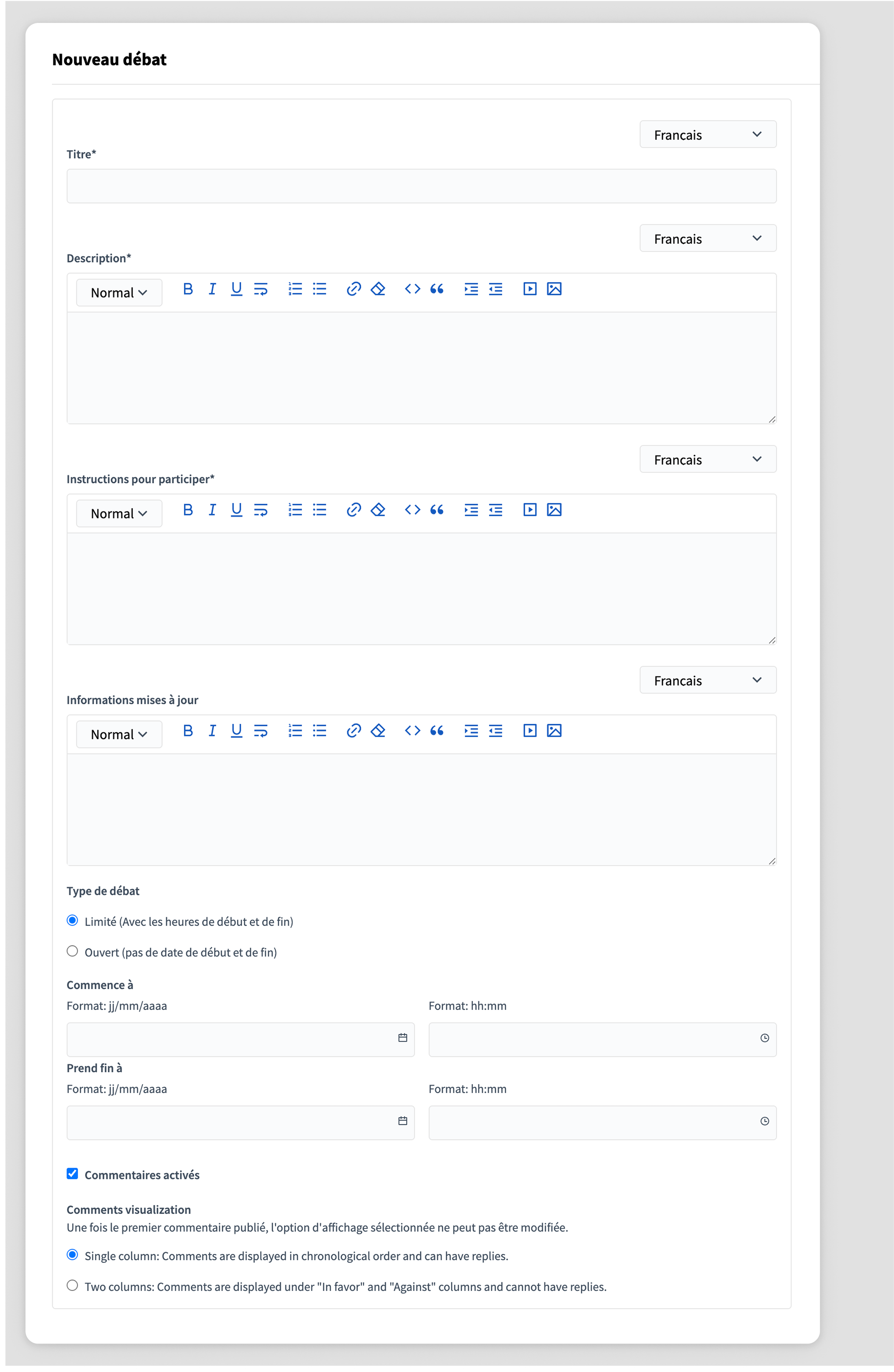 New debate backend form