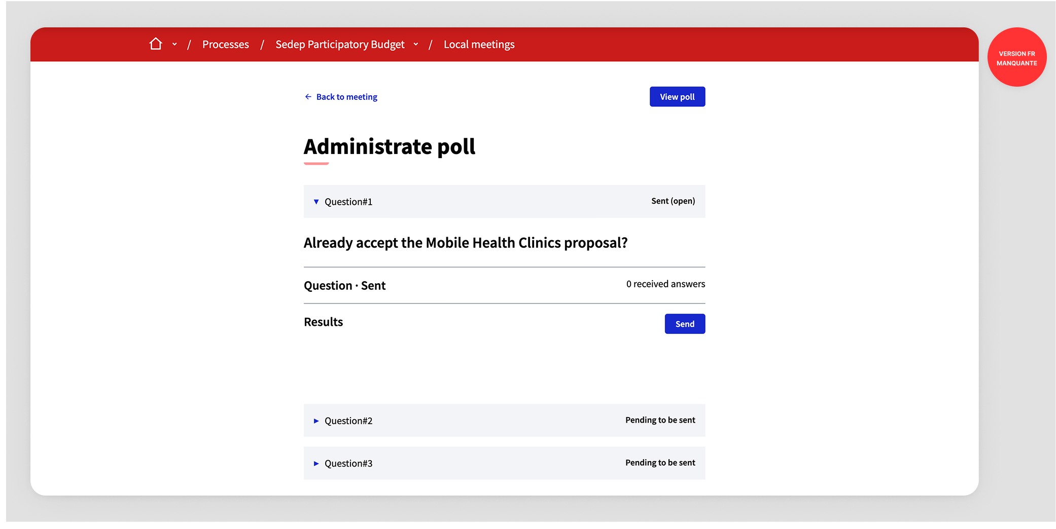 Polls administration page