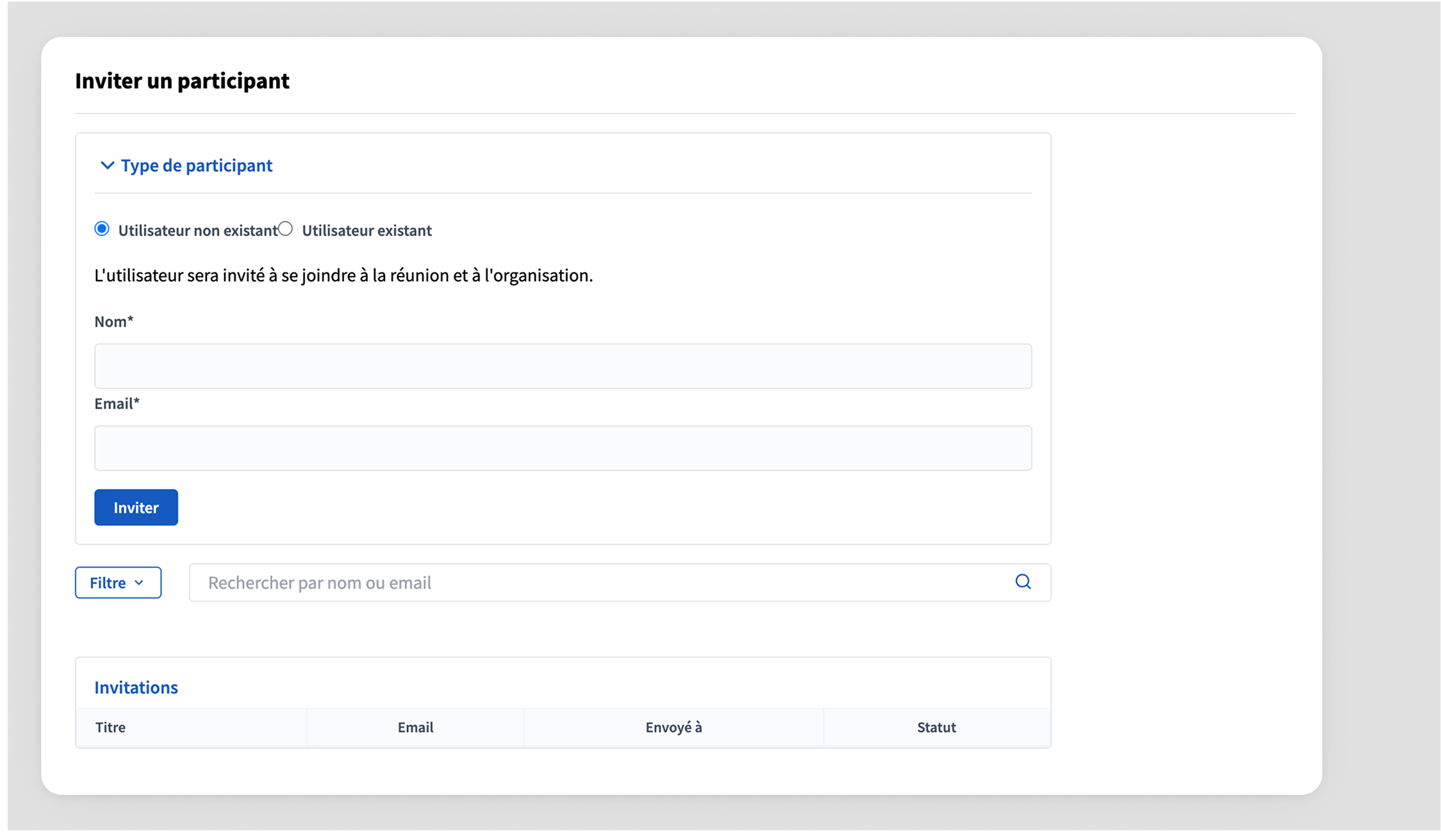 Invite attendee for registration in a meeting