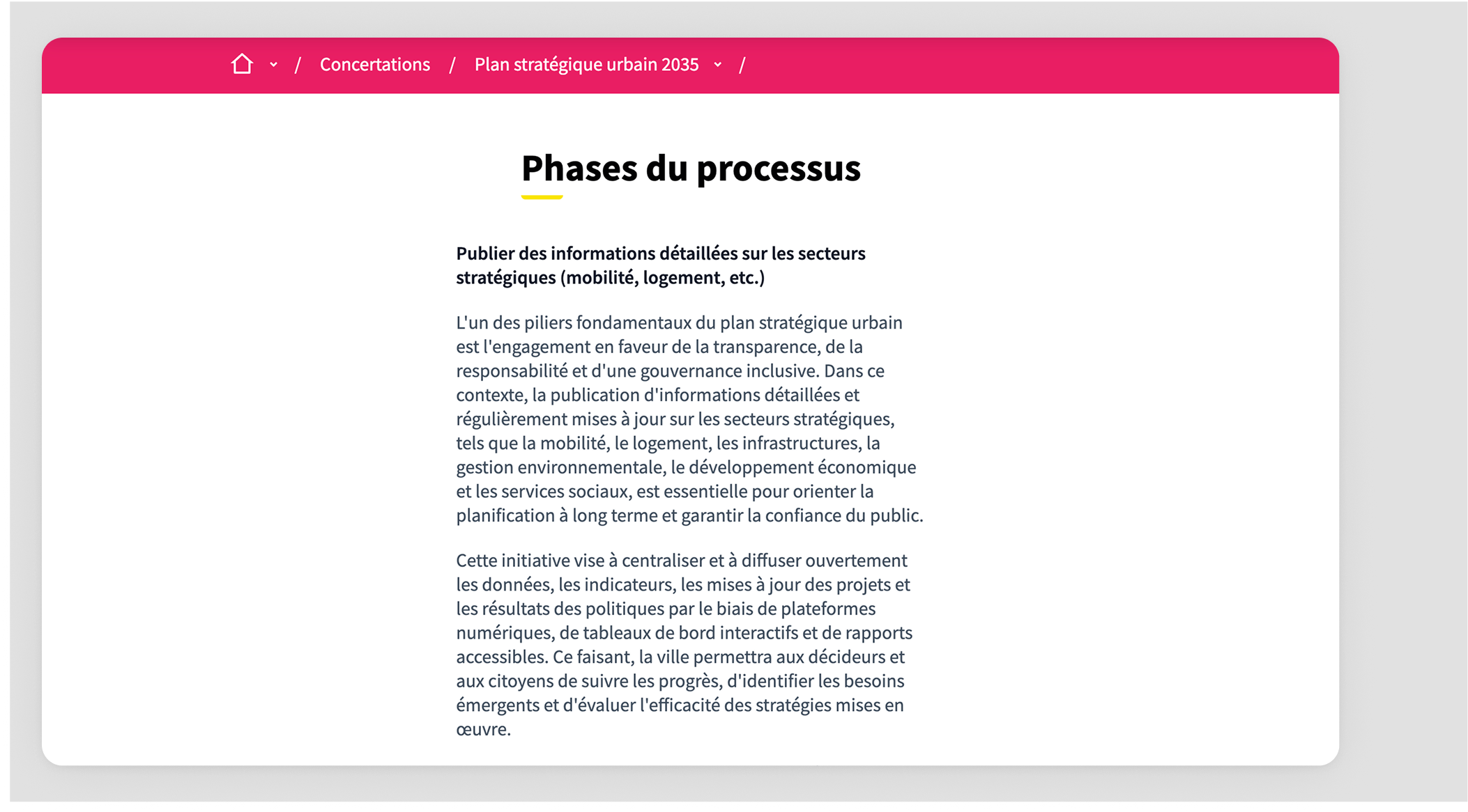 Example of a page component in a participatory process