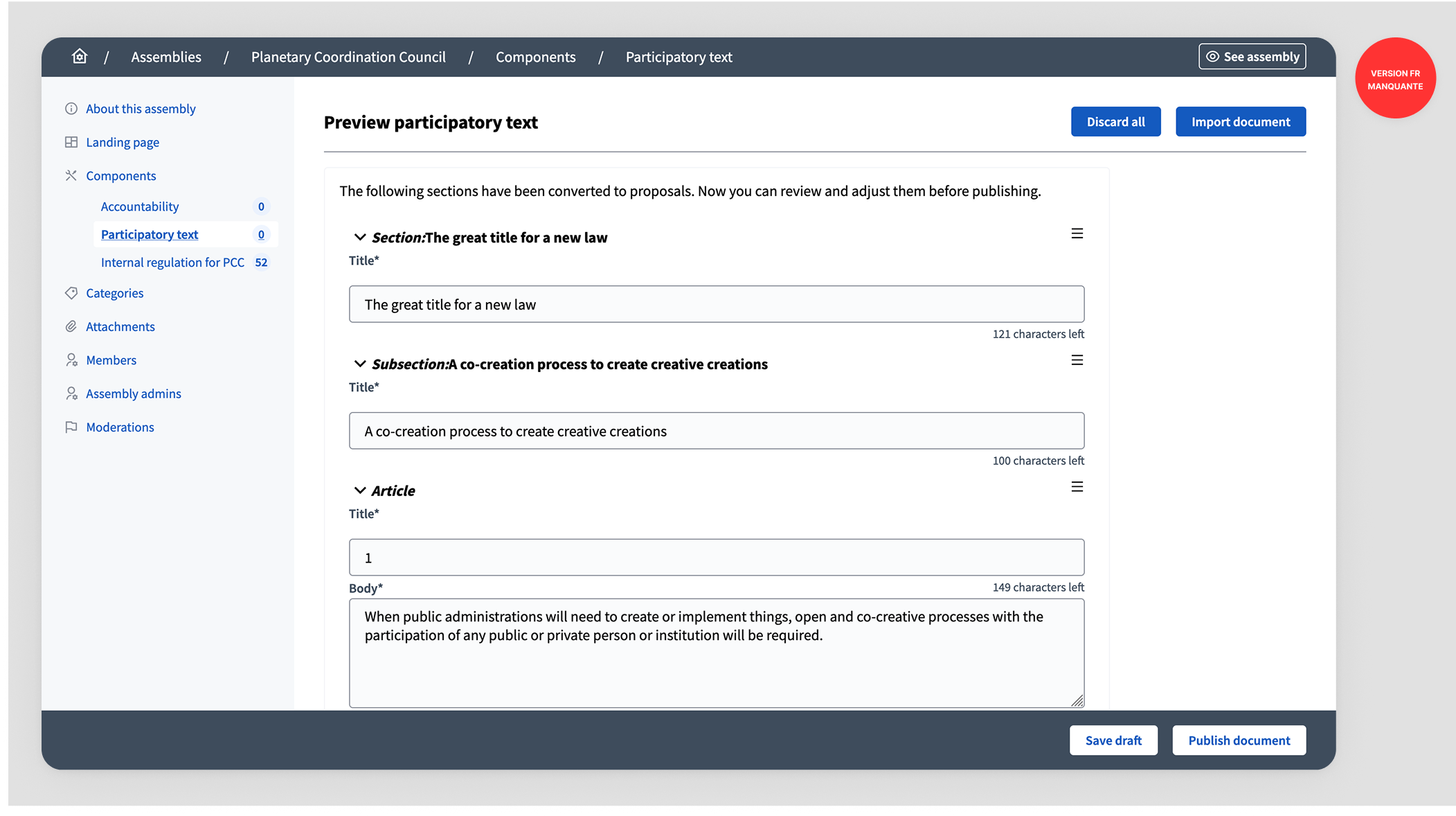 Preview participatory text