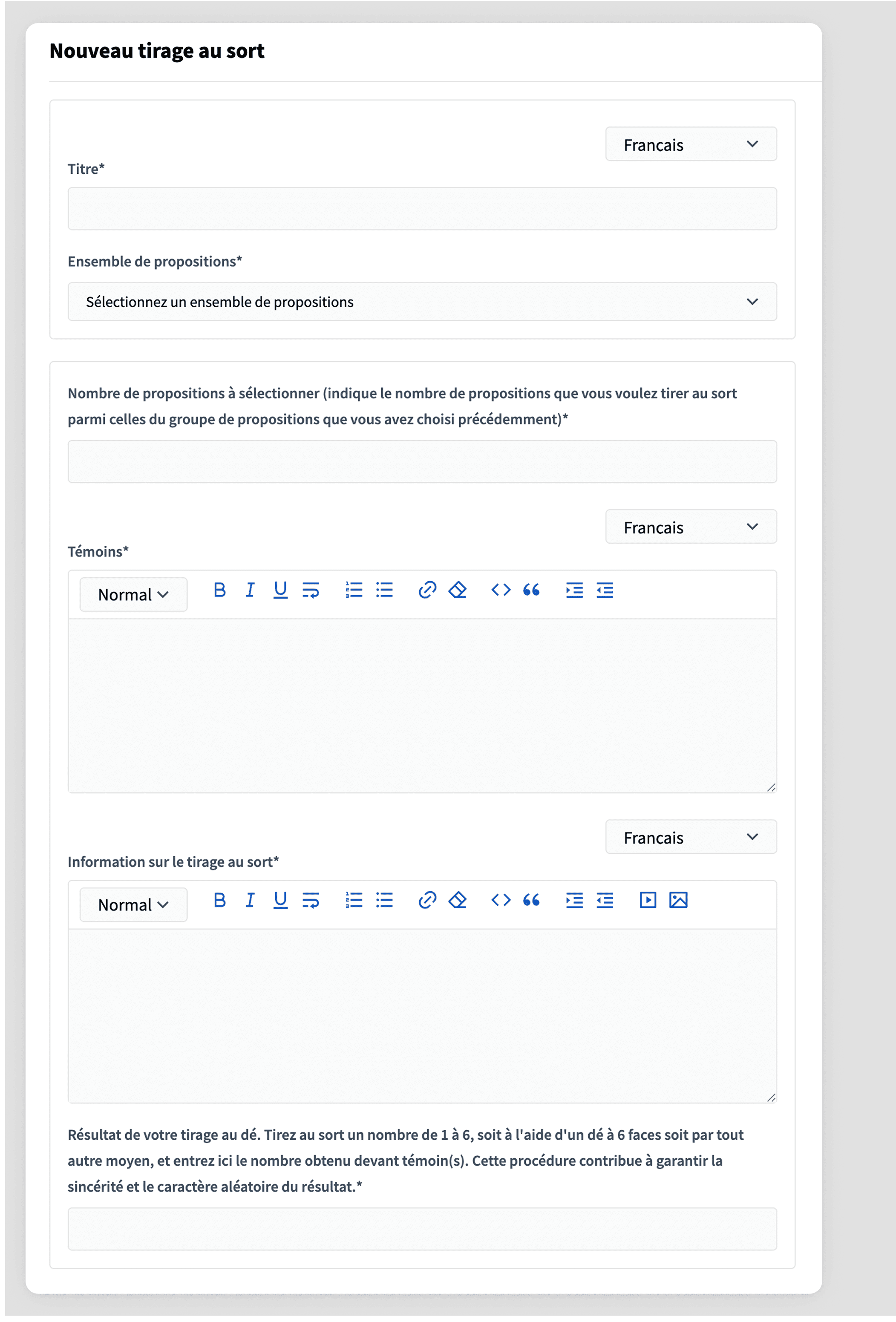 New sortition backend form