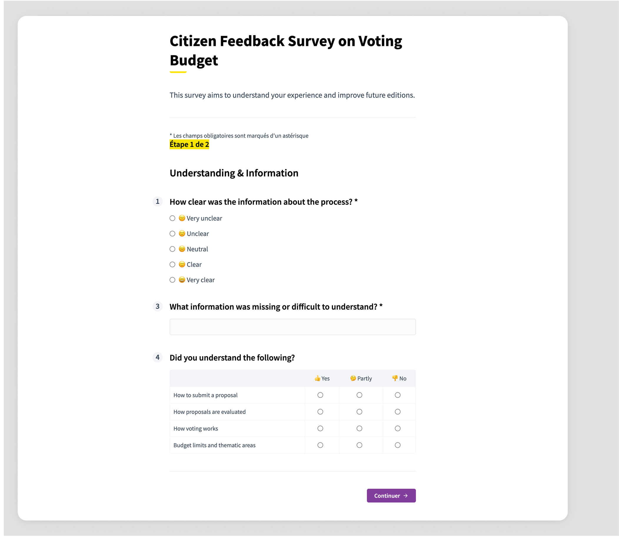 Example of a survey