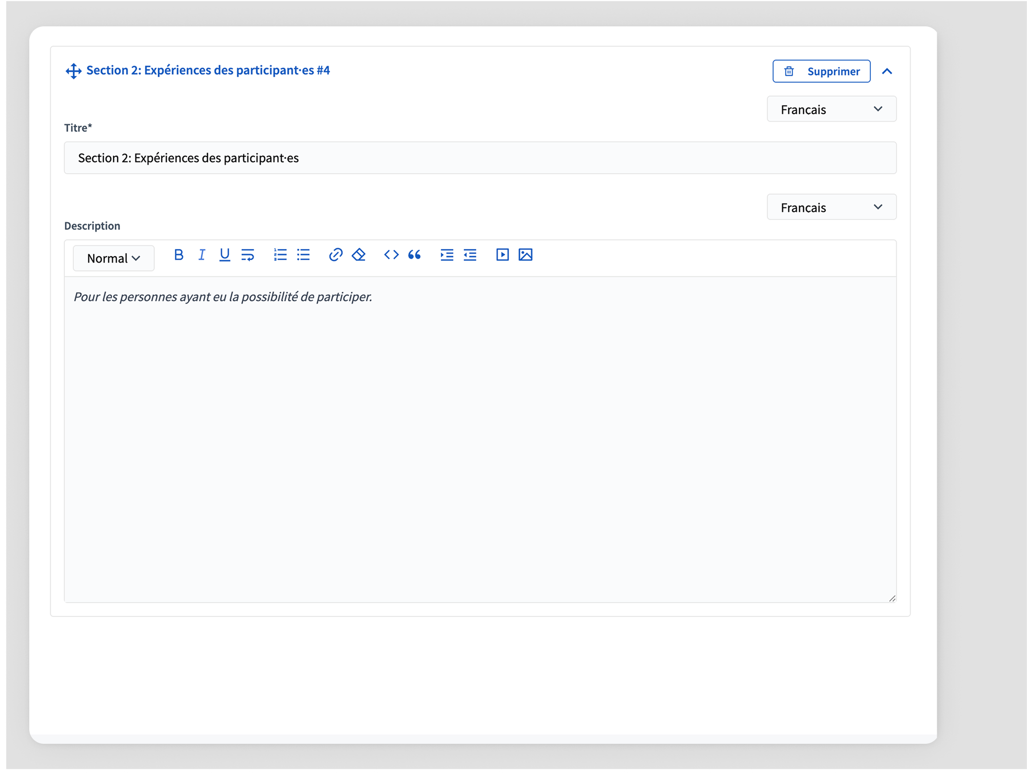 Title and description in back end