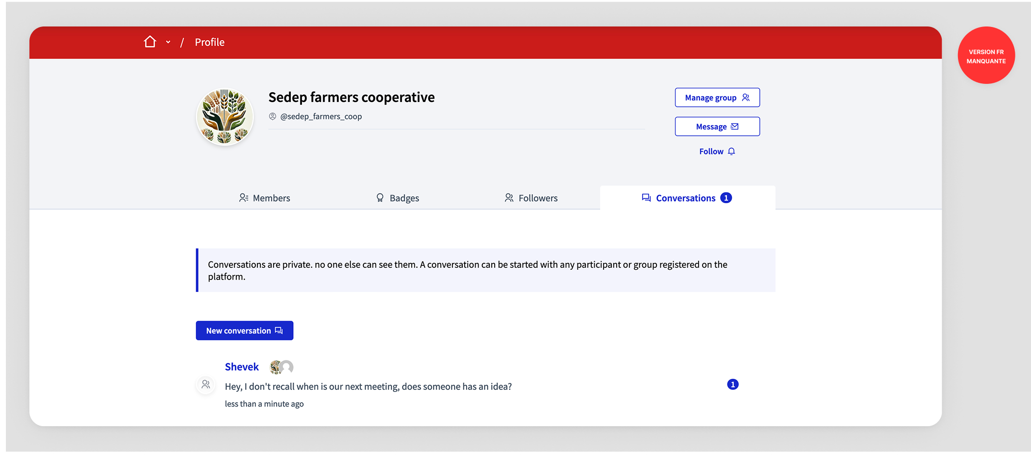 Group conversations list