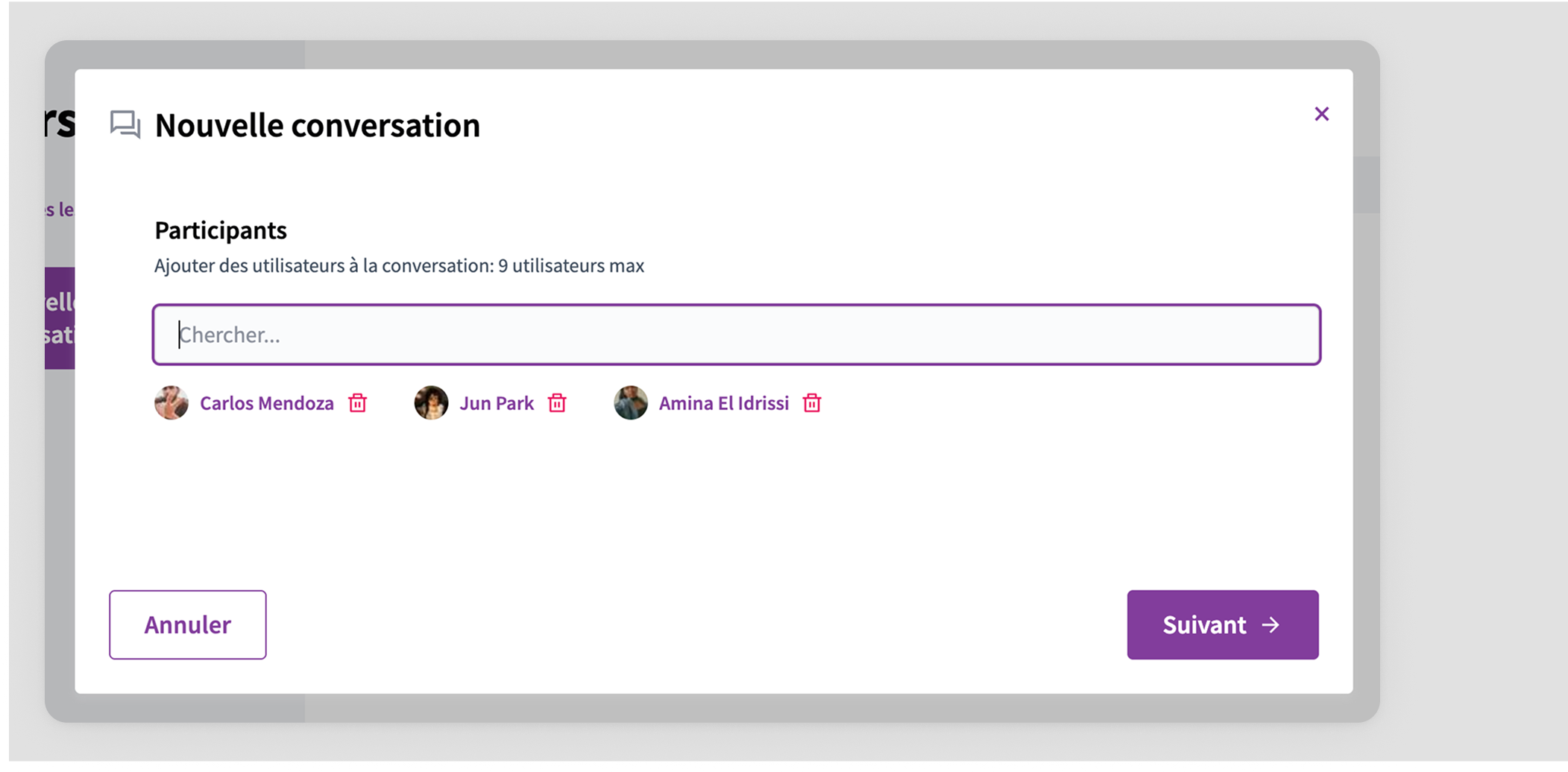 New conversation modal