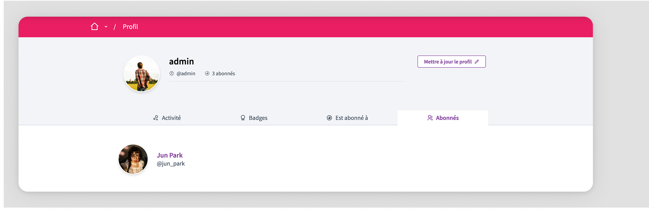 Public profile followers tab