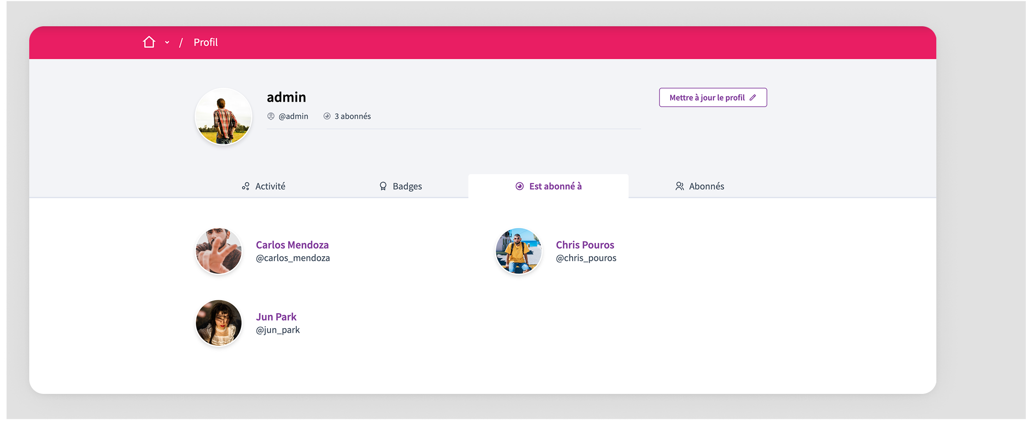 Public profile follows tab