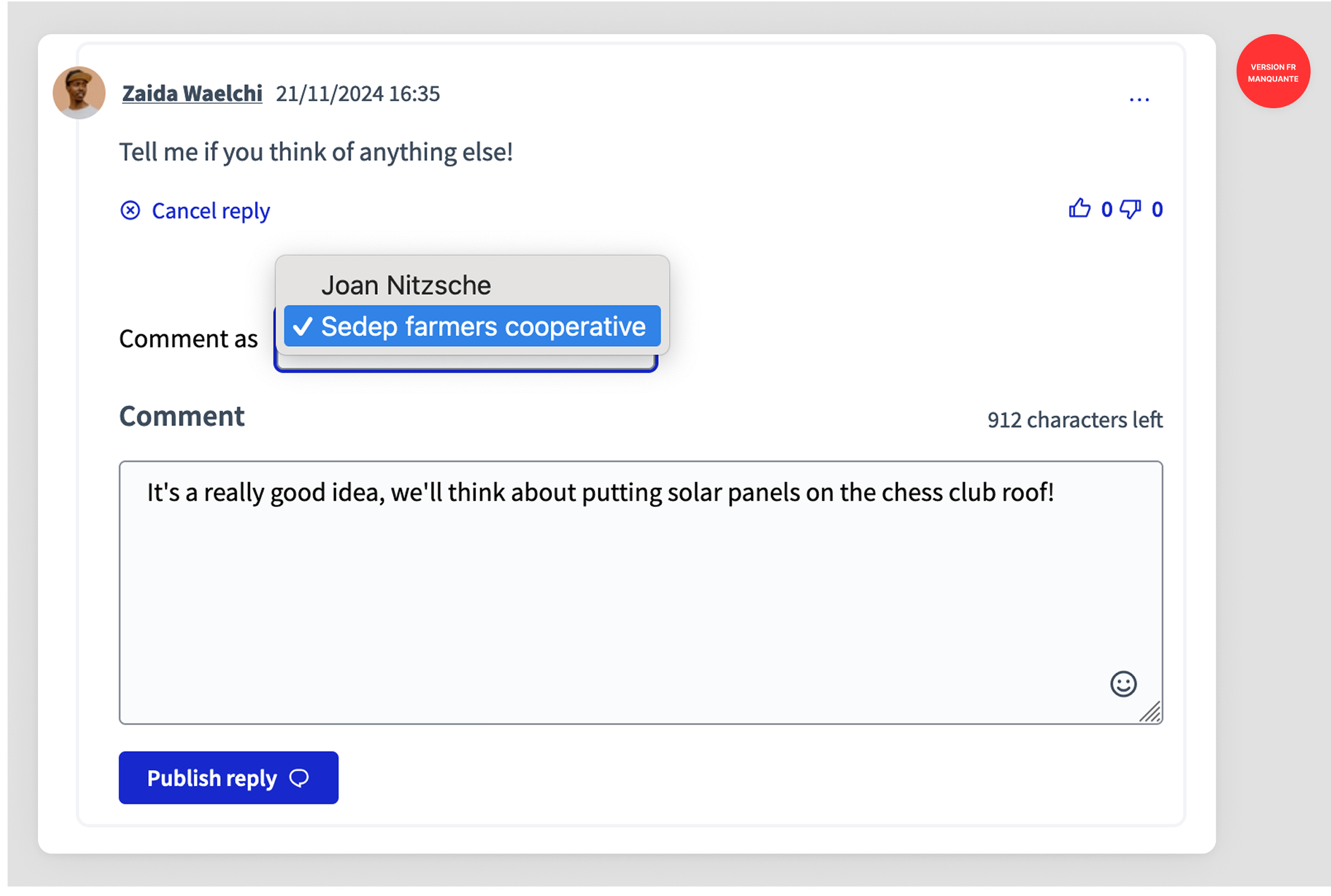 User group: make a comment