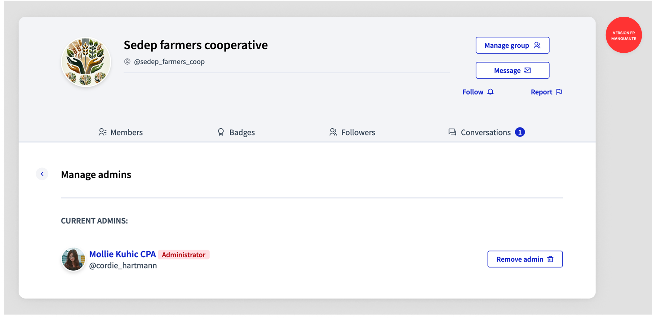 User groups: manage admins