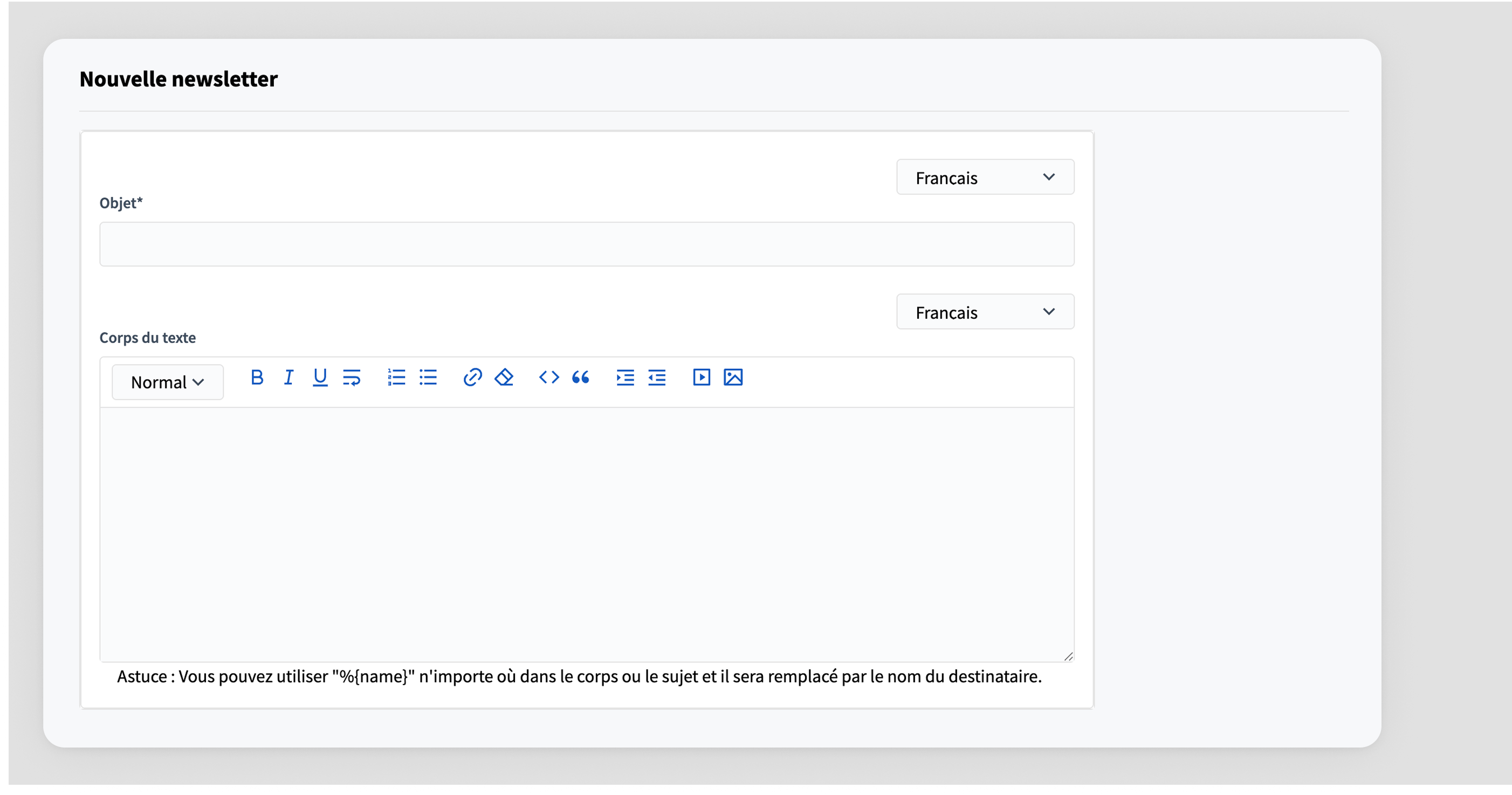Newsletter new template basic form