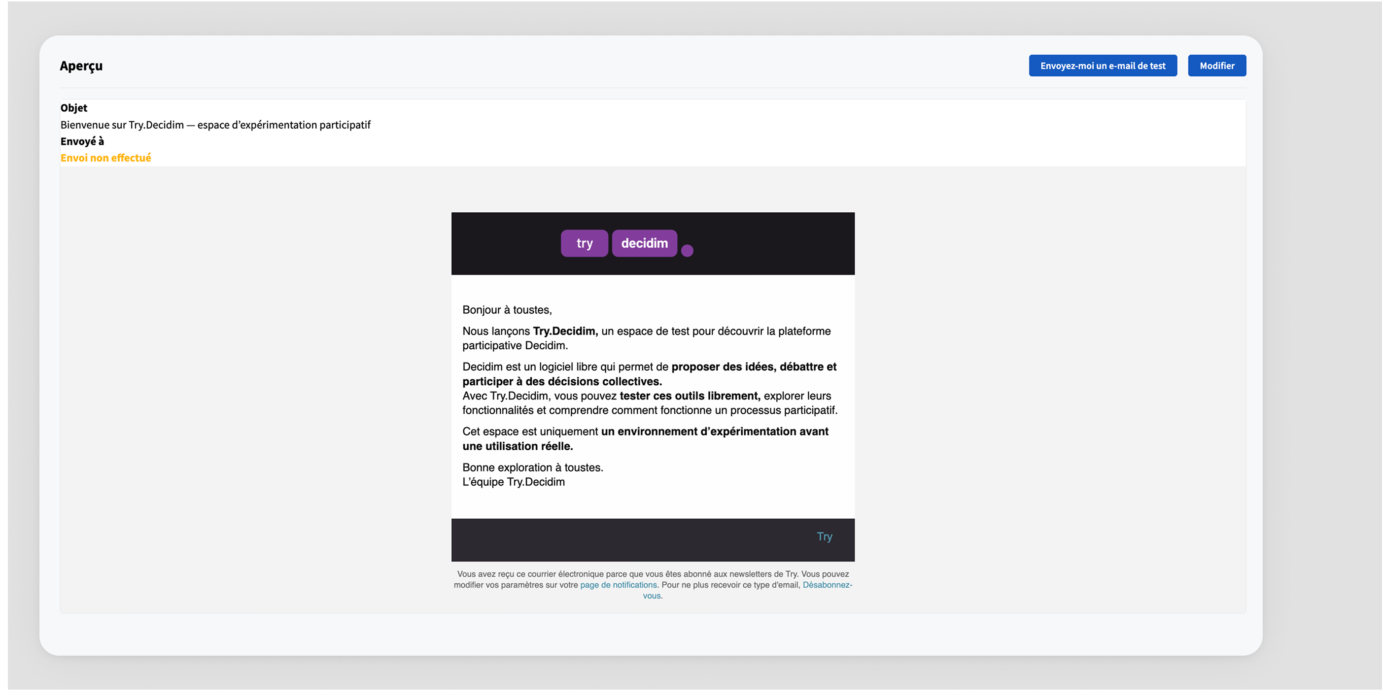 Newsletter new template basic form preview