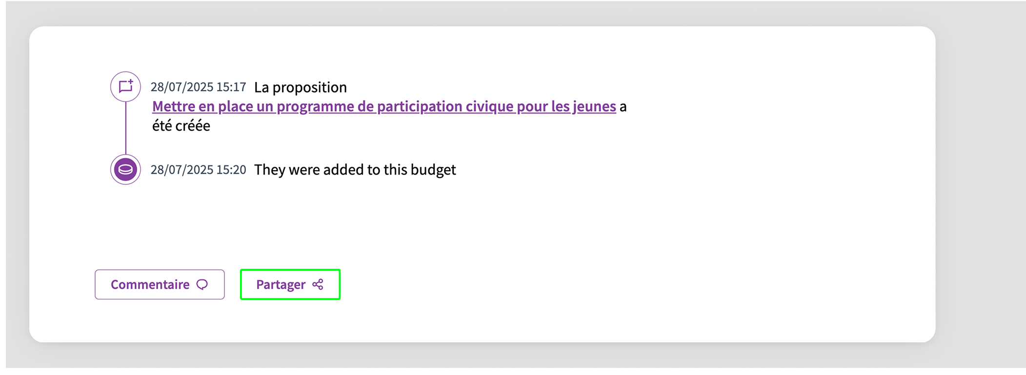 Share button on resources