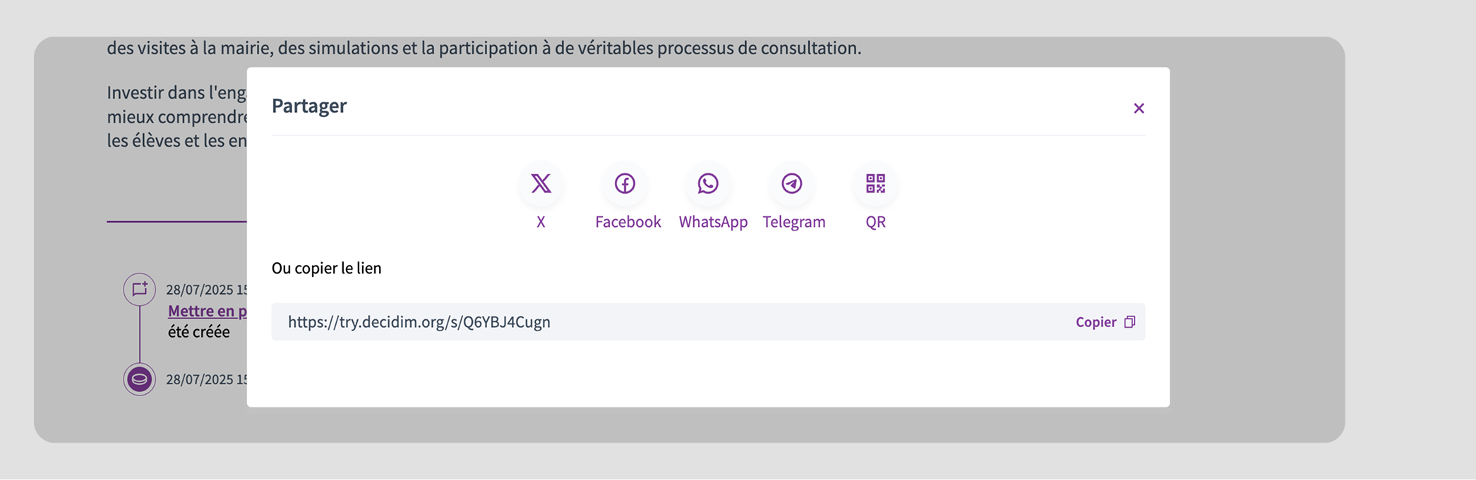 Share modal