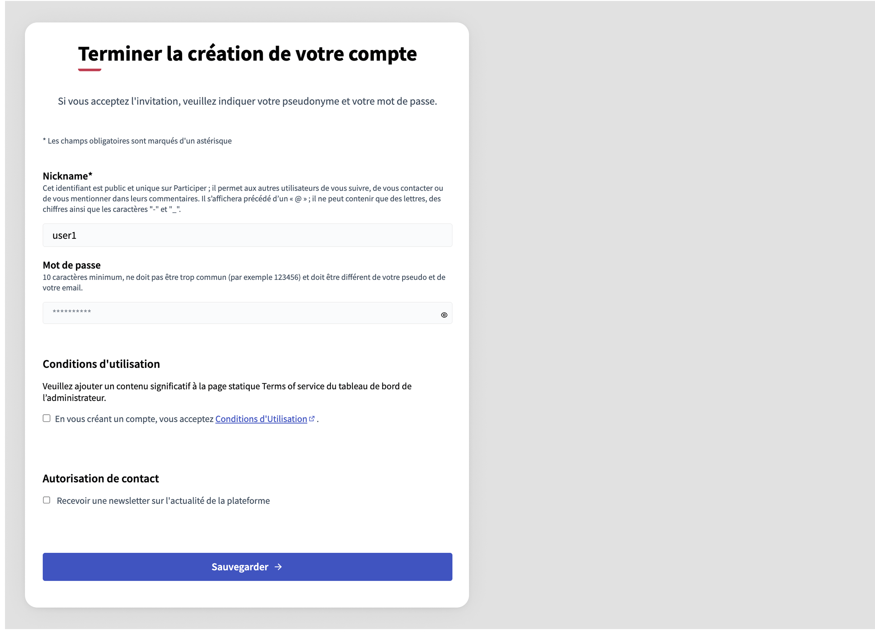 Administrator invitation email