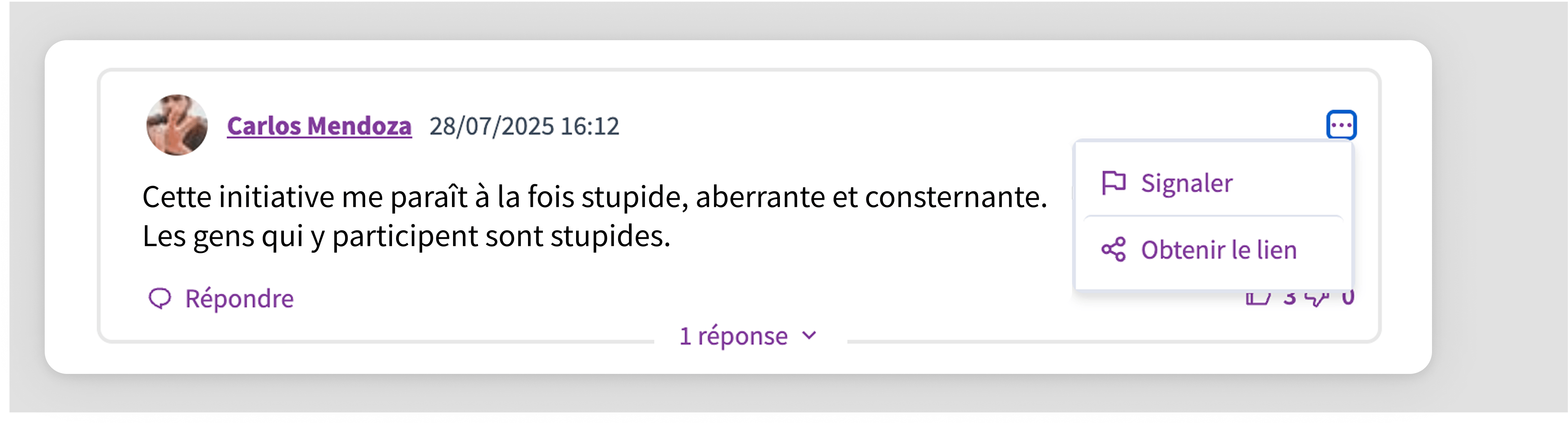 Signaler le drapeau dans le commentaire