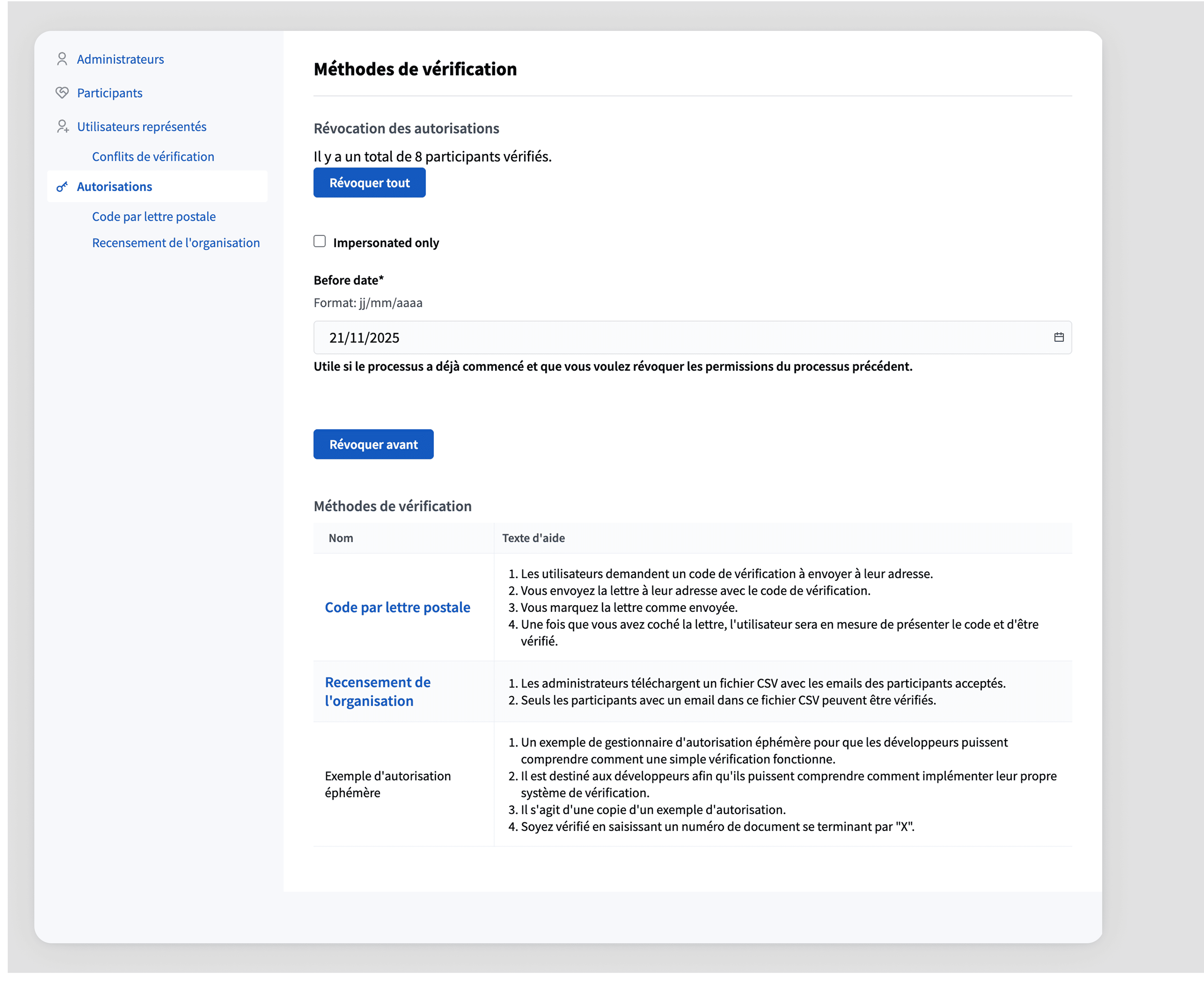 Révocation des autorisations