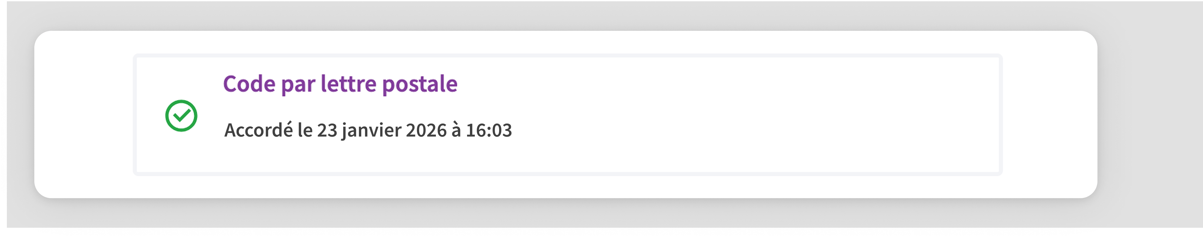 Verified by code by postal letter
