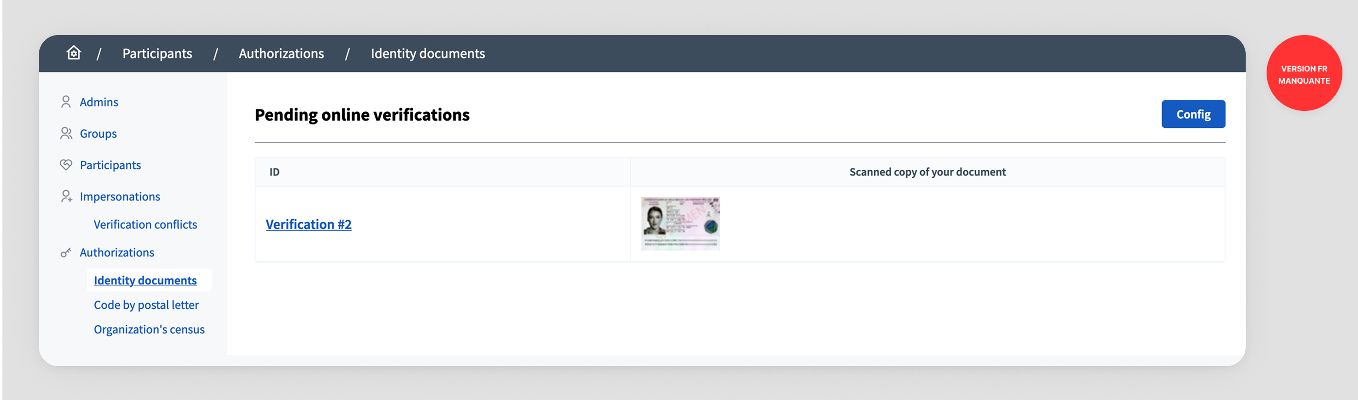 ID document authorization pending online verification
