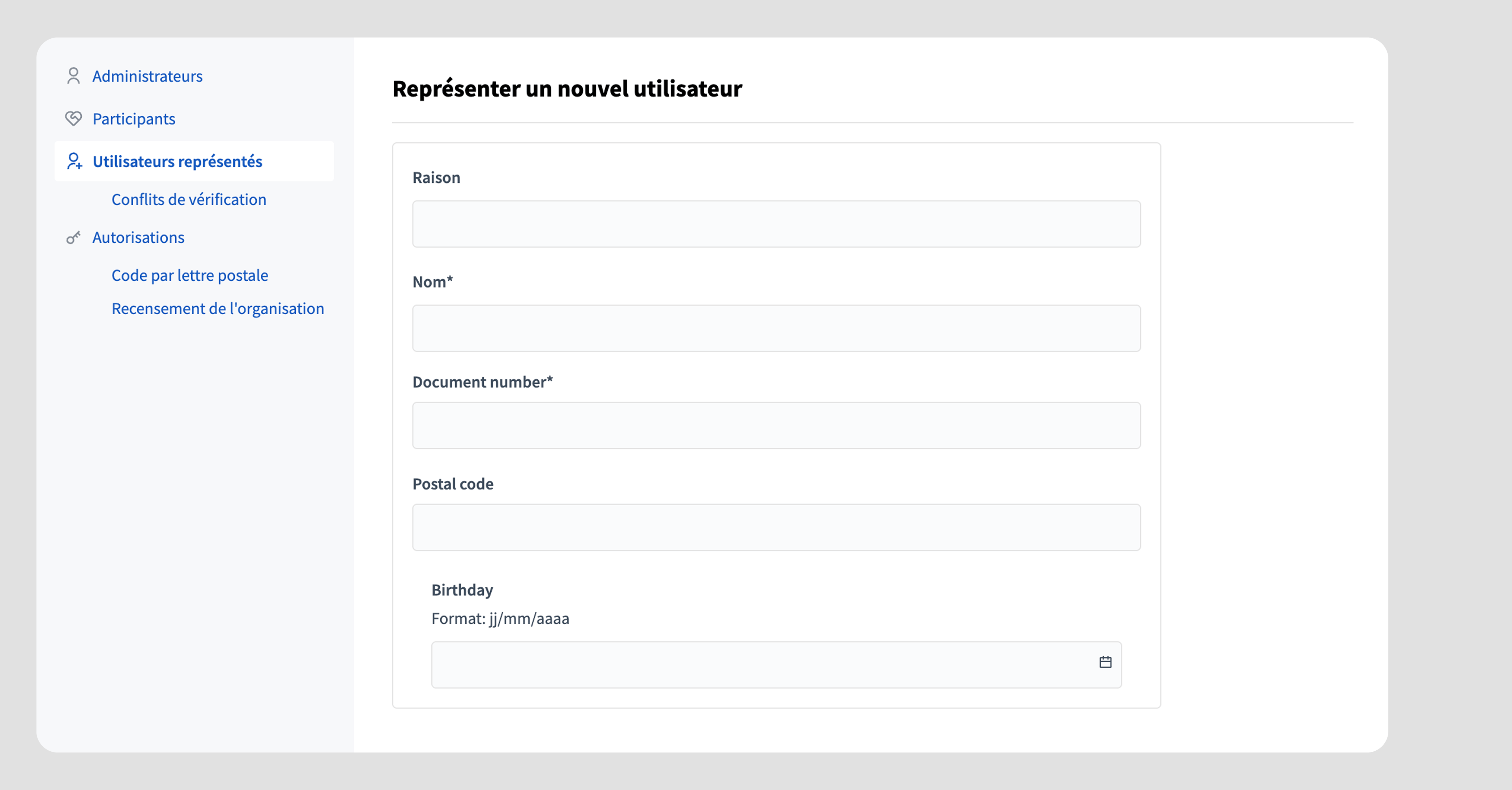 Administrators Impersonations form