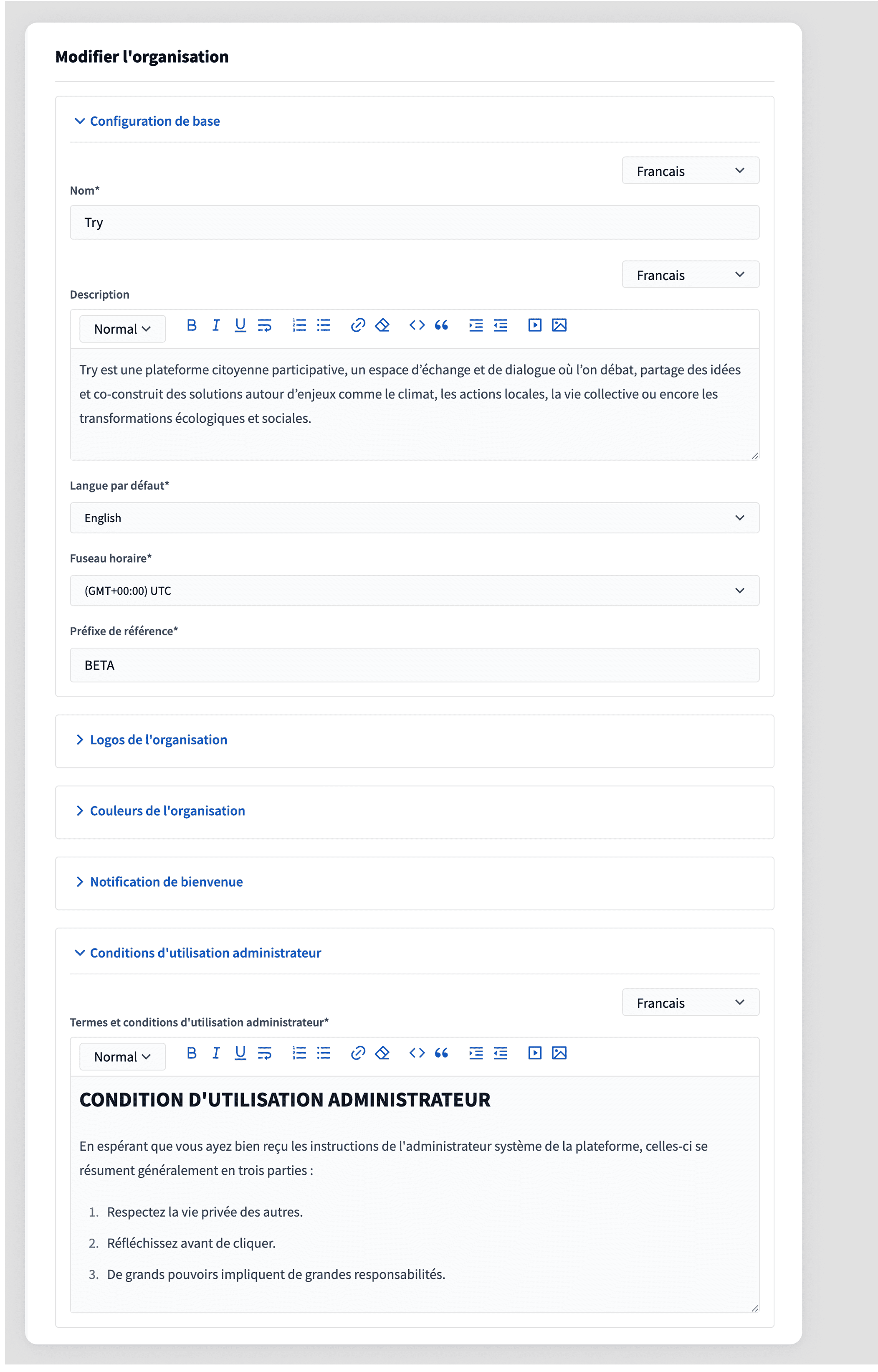 Decidim Admin Configuration