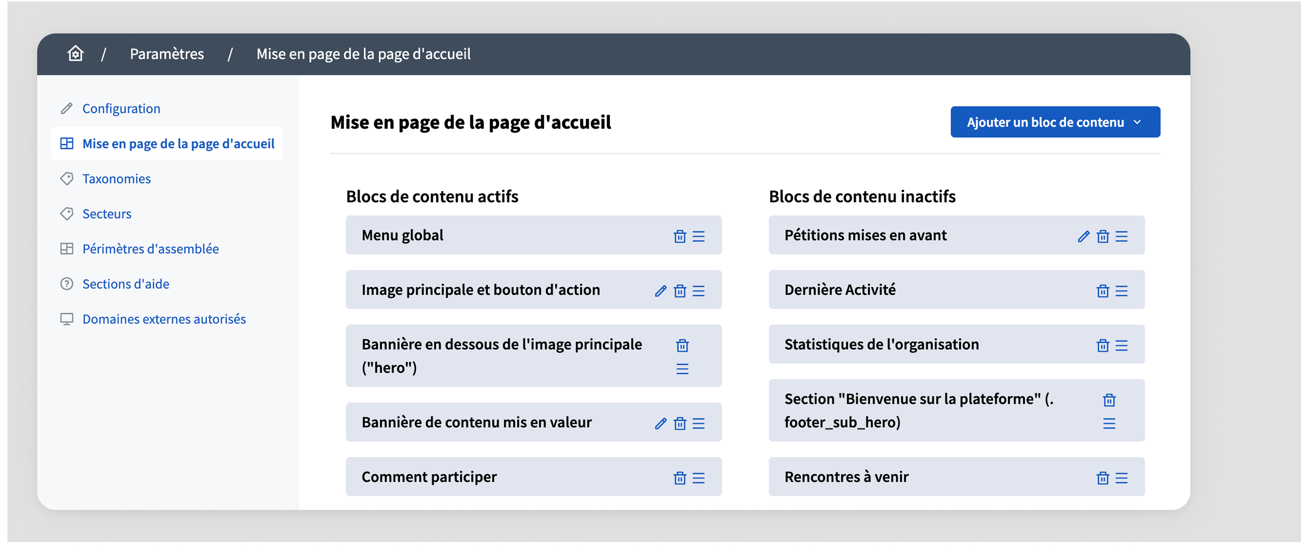 Decidim Admin Homepage