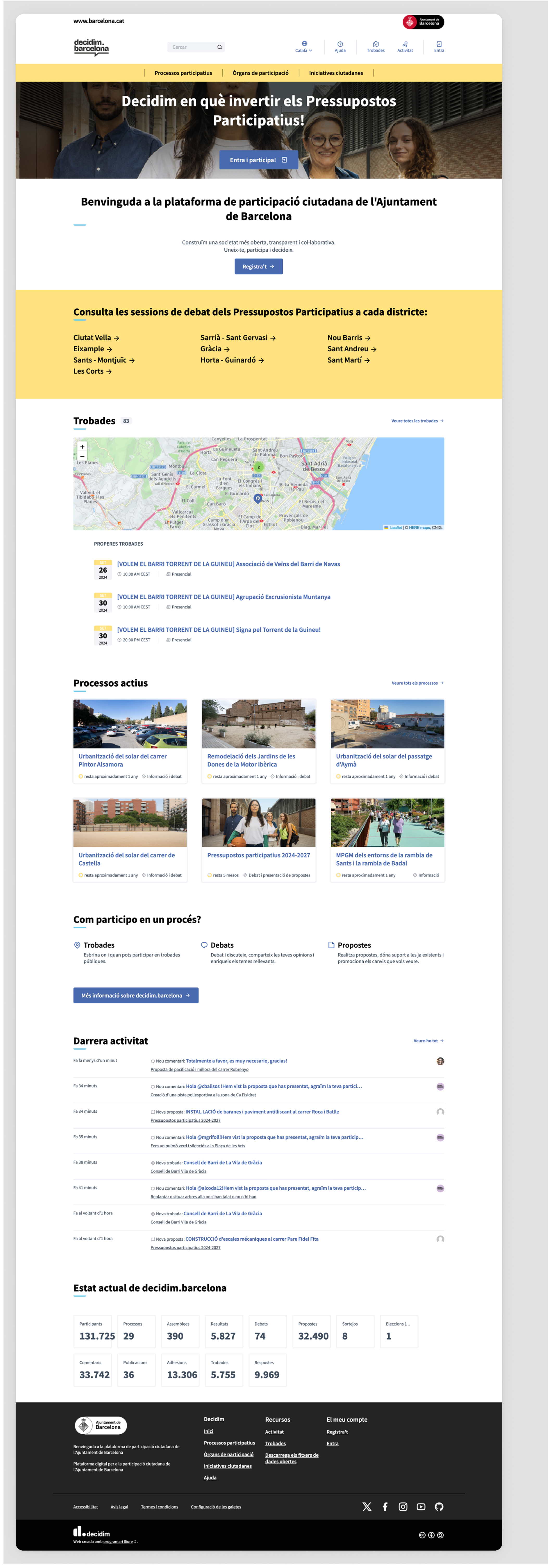 Homepage screenshot of decidim.barcelona