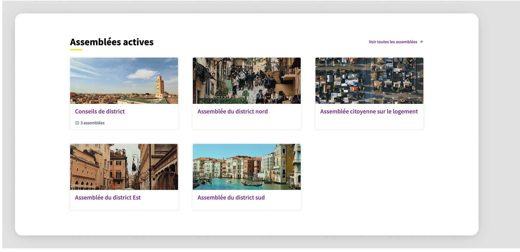 Highlighted assemblies in Homepage content block