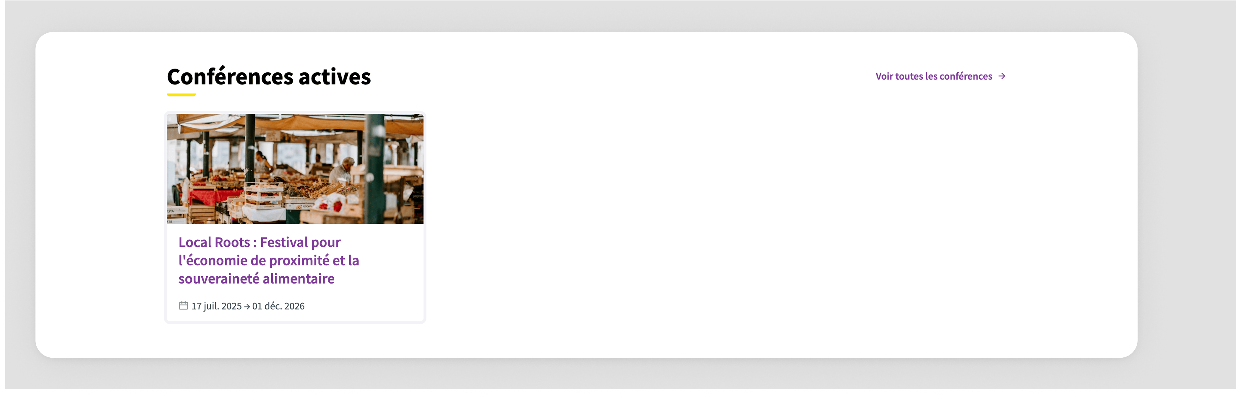 Highlighted conferences in Homepage content block