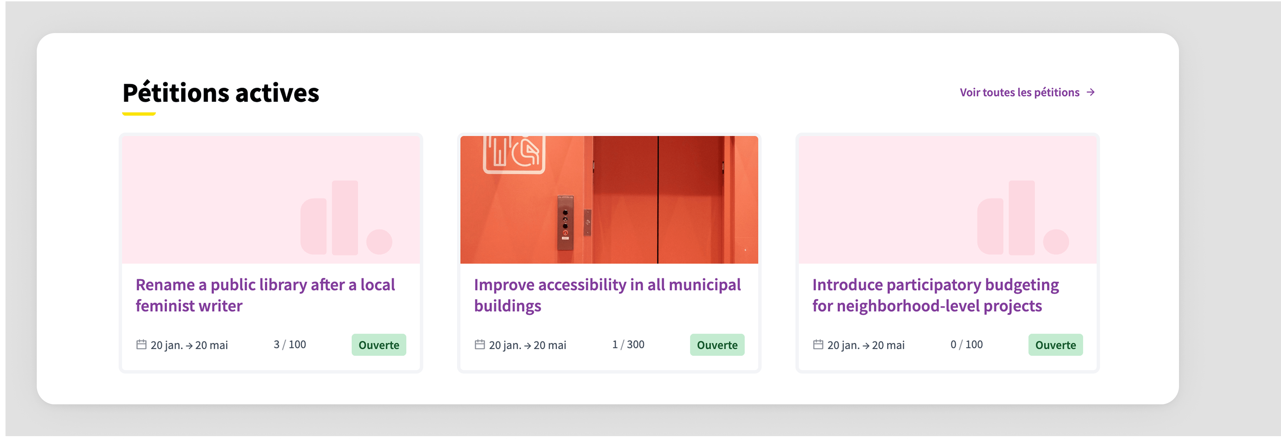 Highlighted initiatives in Homepage content block