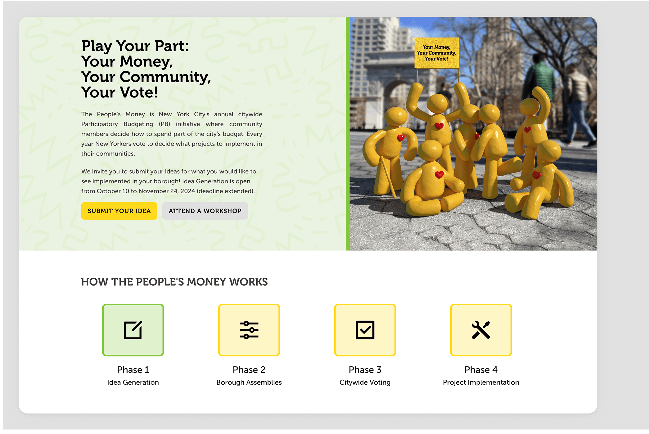 HTML block in Homepage content block NYC example