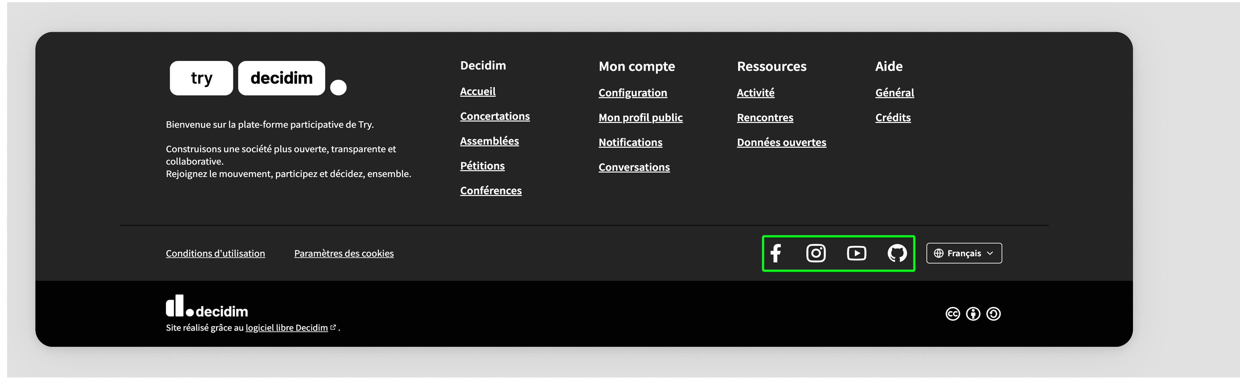 Social networks configuration in Decidim