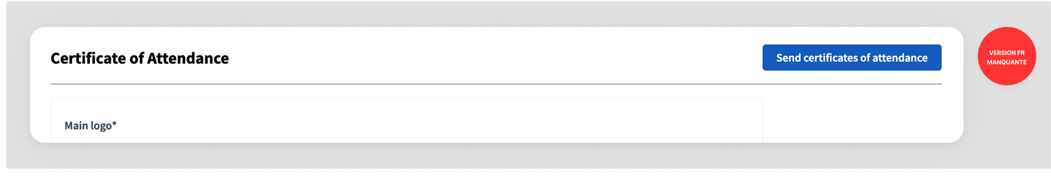 Conferences Certificate of Attendance send button