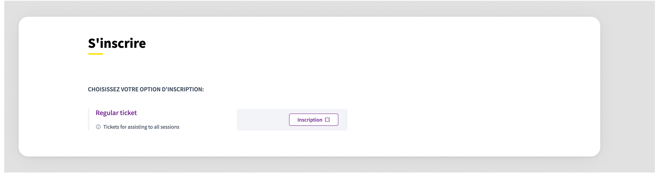 Registration button on landing page register section