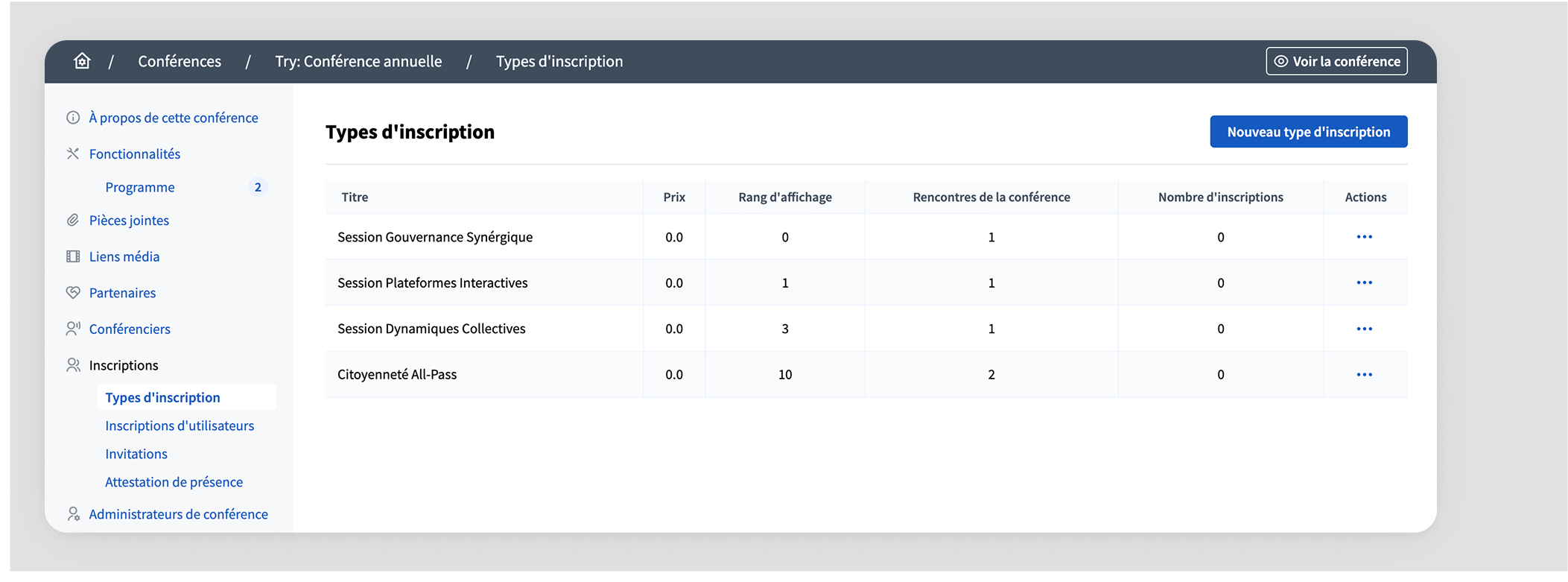 Manage registration types