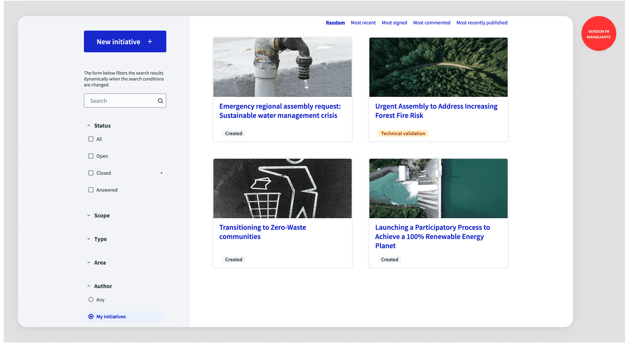 Filters for my initiatives