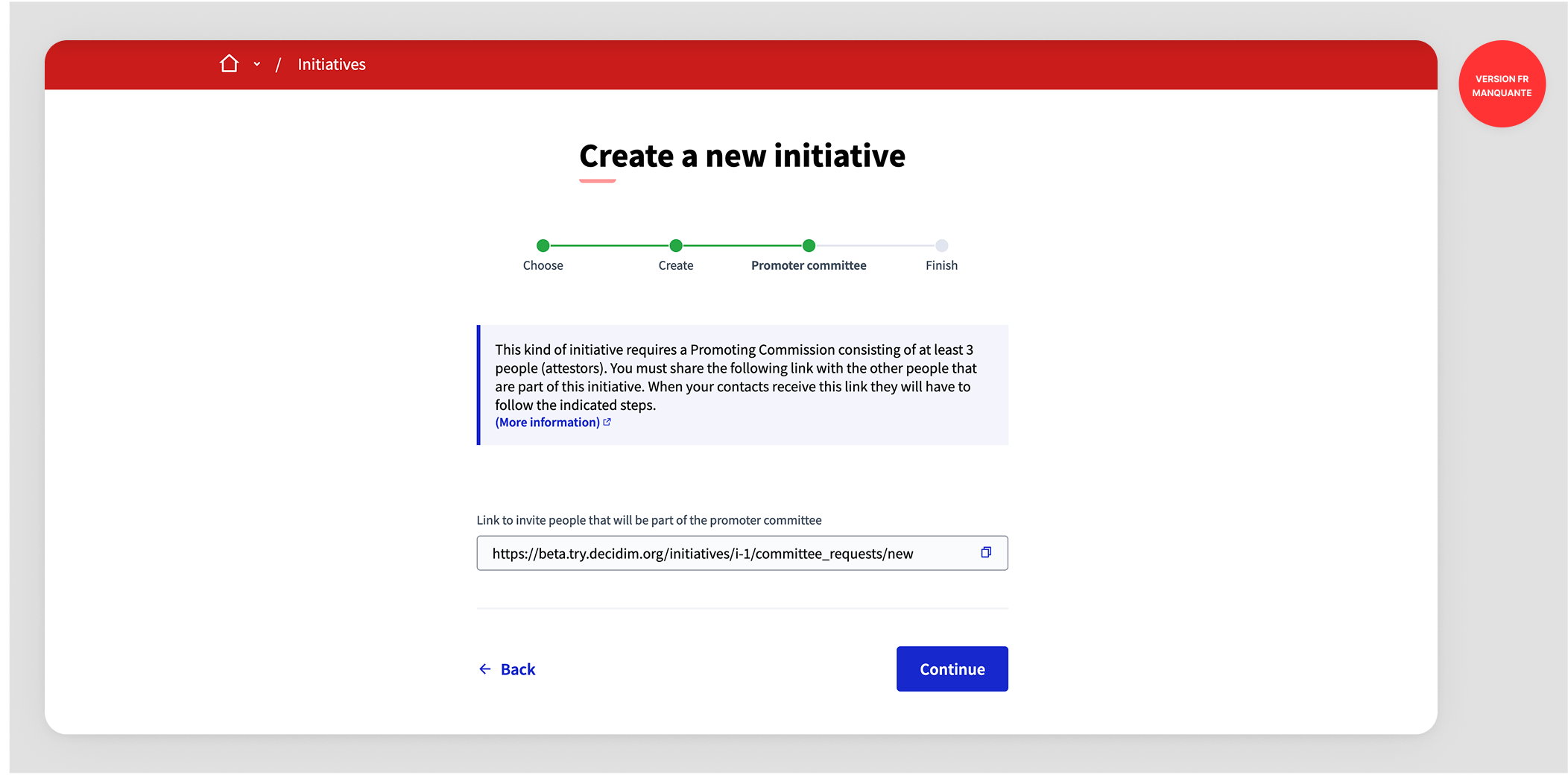 Initiative creation: initiative promoting committee
