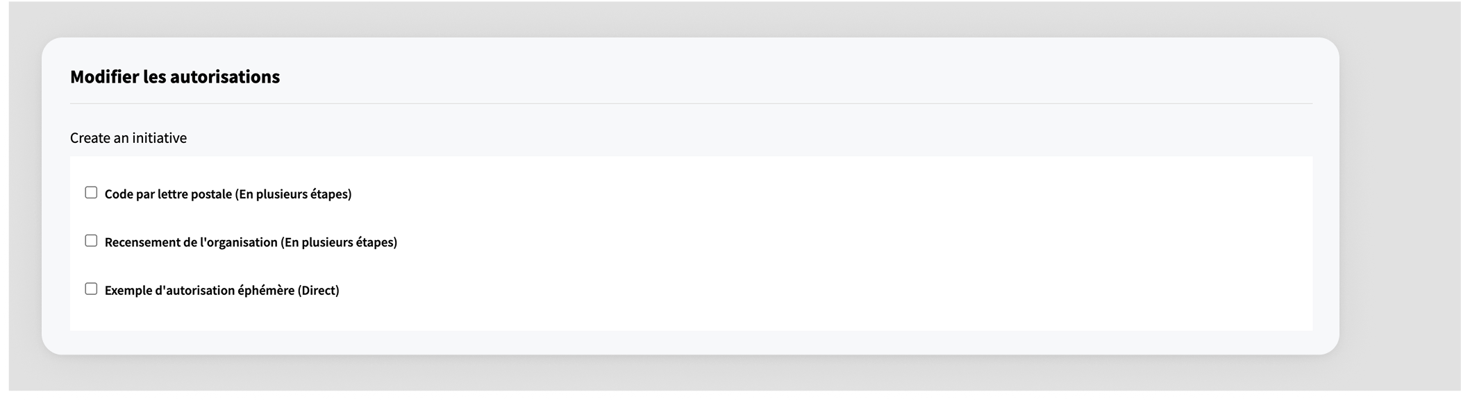 Initiatives types permissions edition