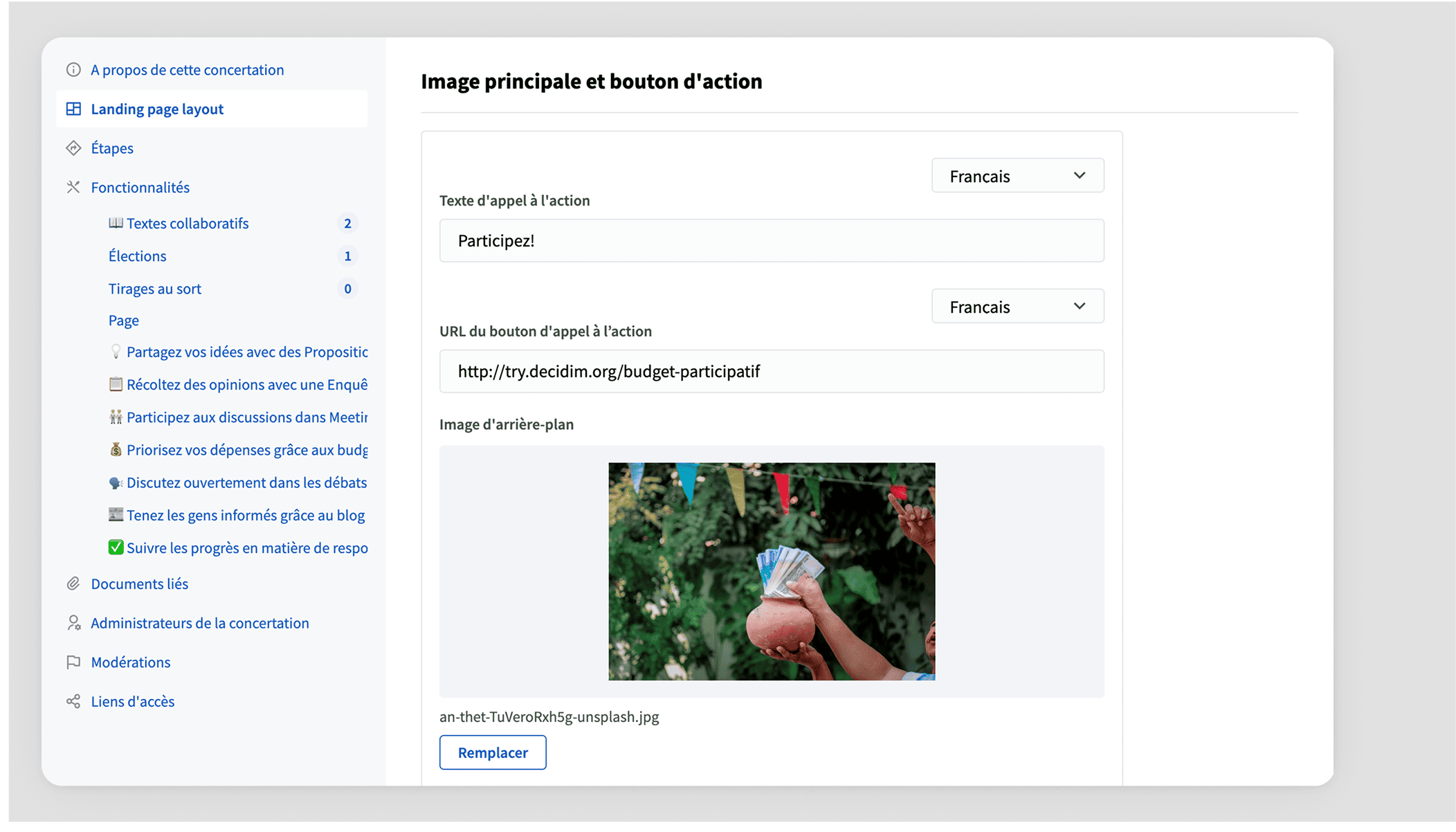 Landing page content Hero image content block form