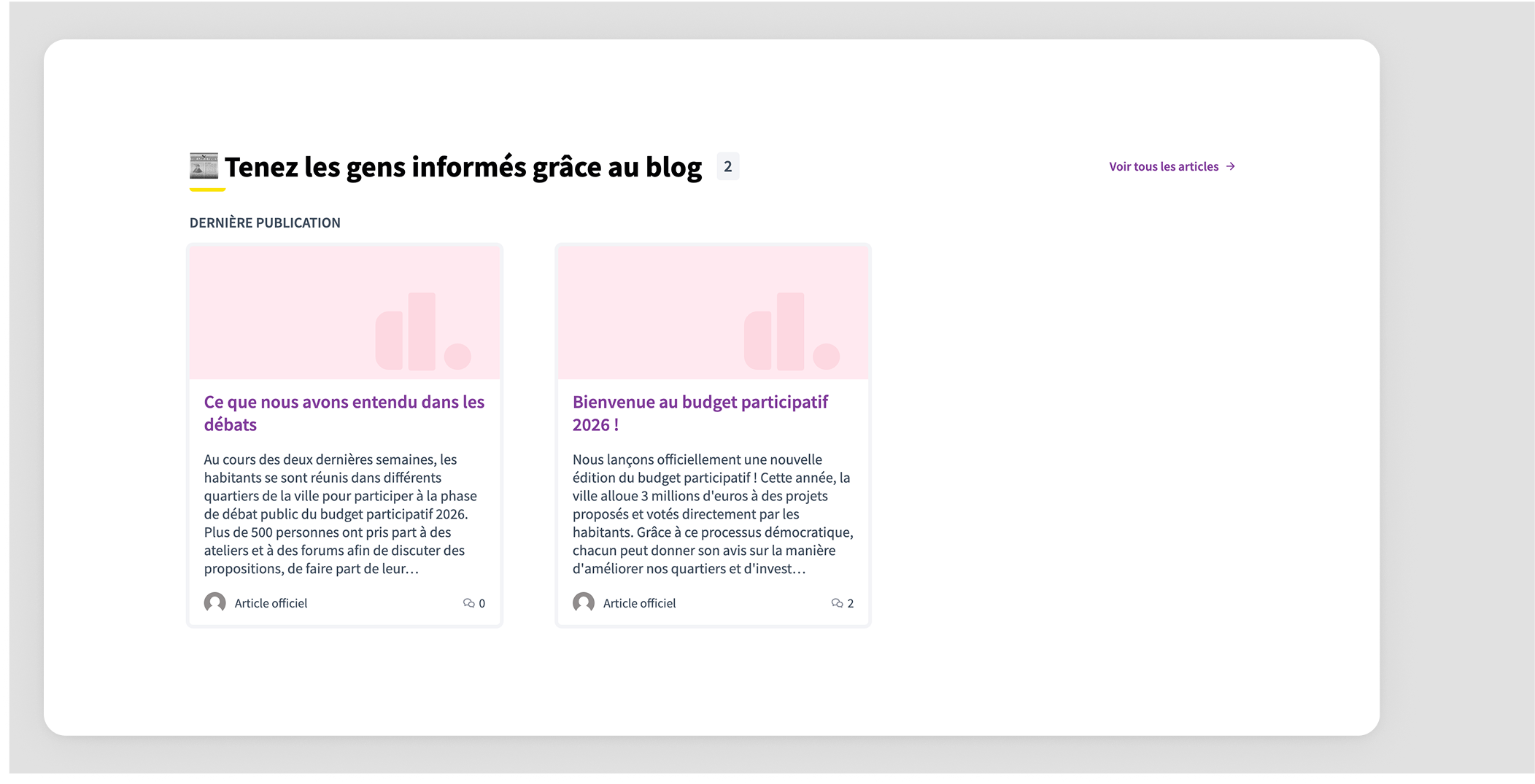 Landing page content posts content block
