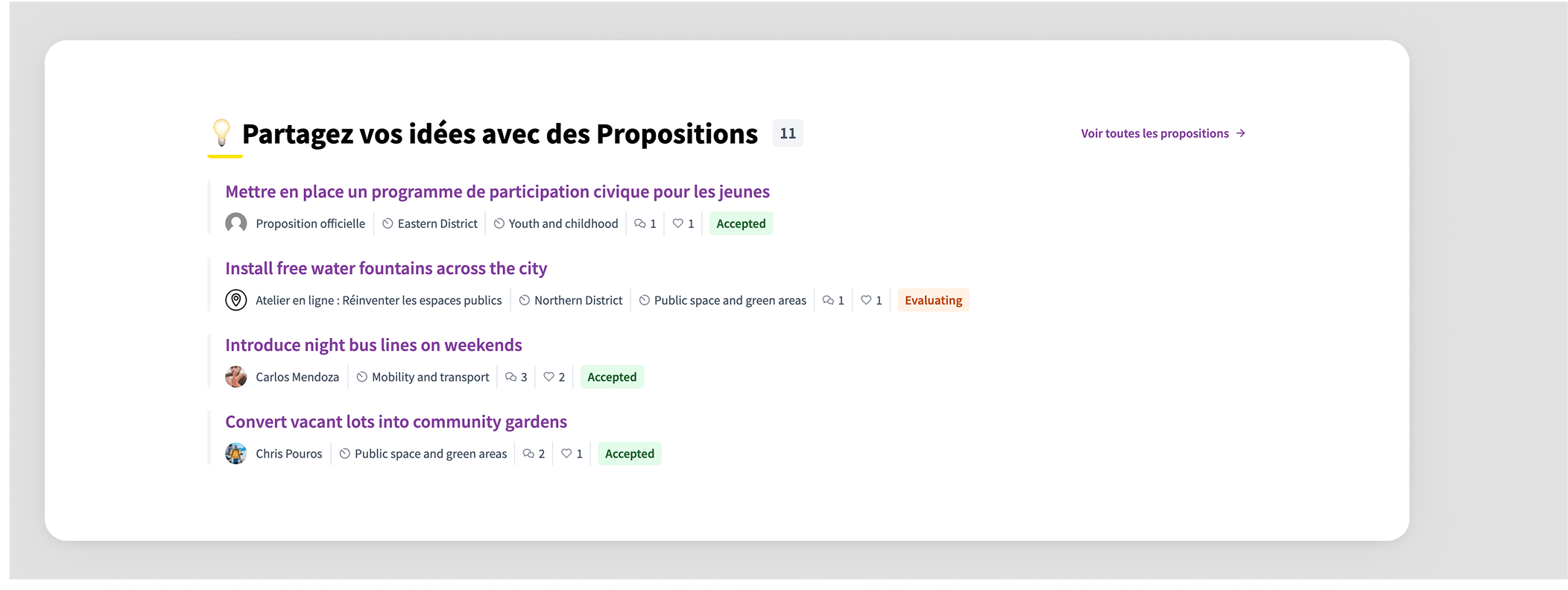 Landing page content proposals block edition