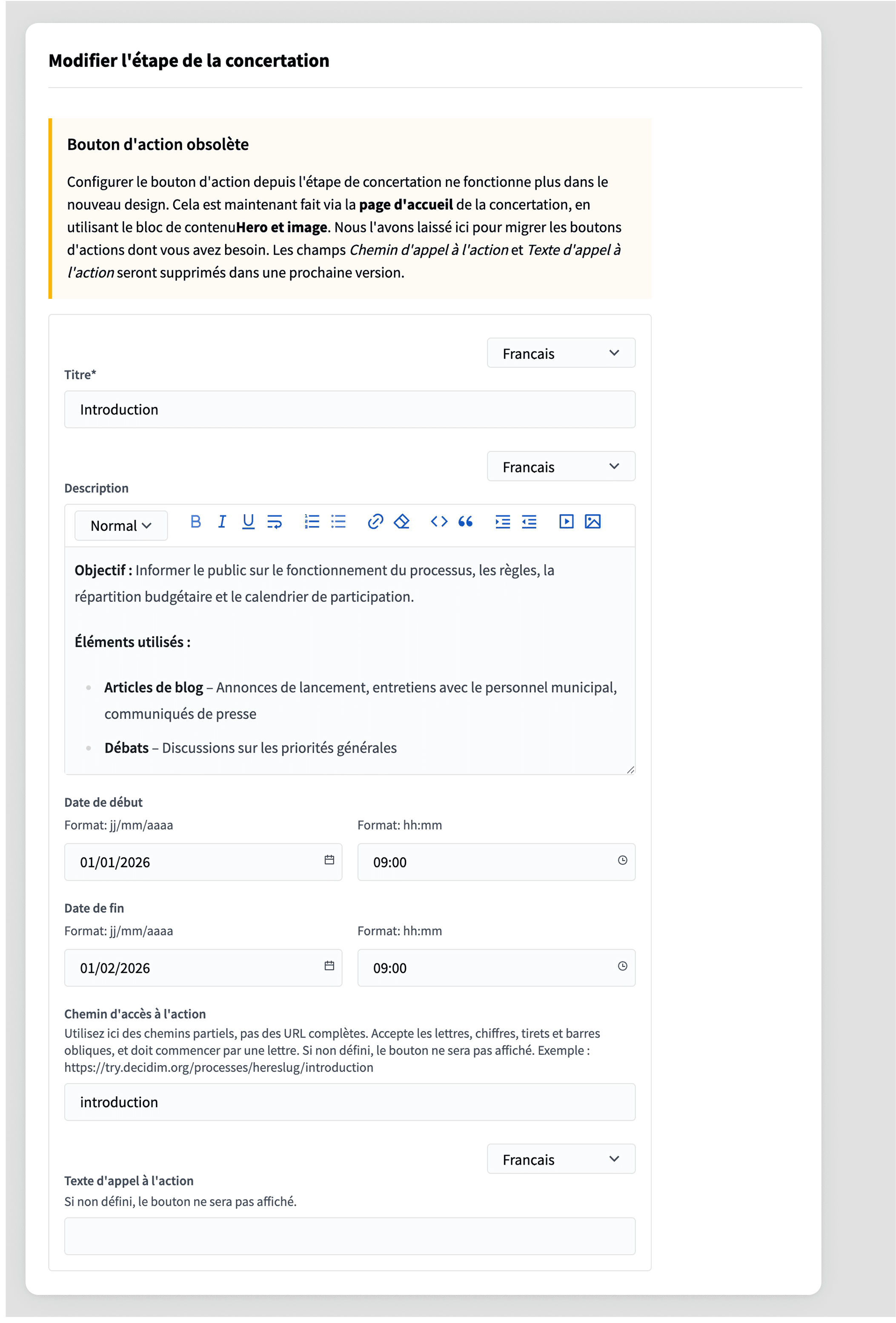Create a new participatory process phase form