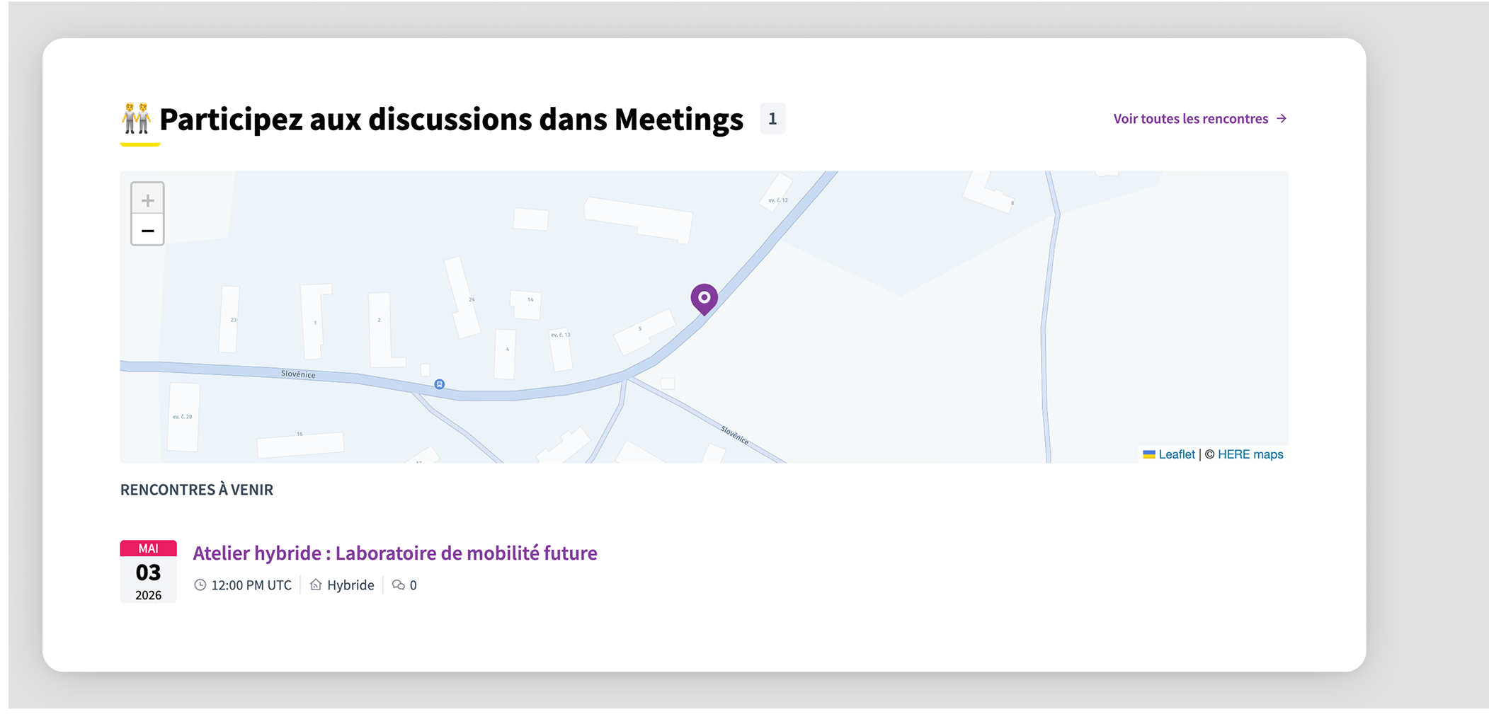 Participatory process group landing page events block